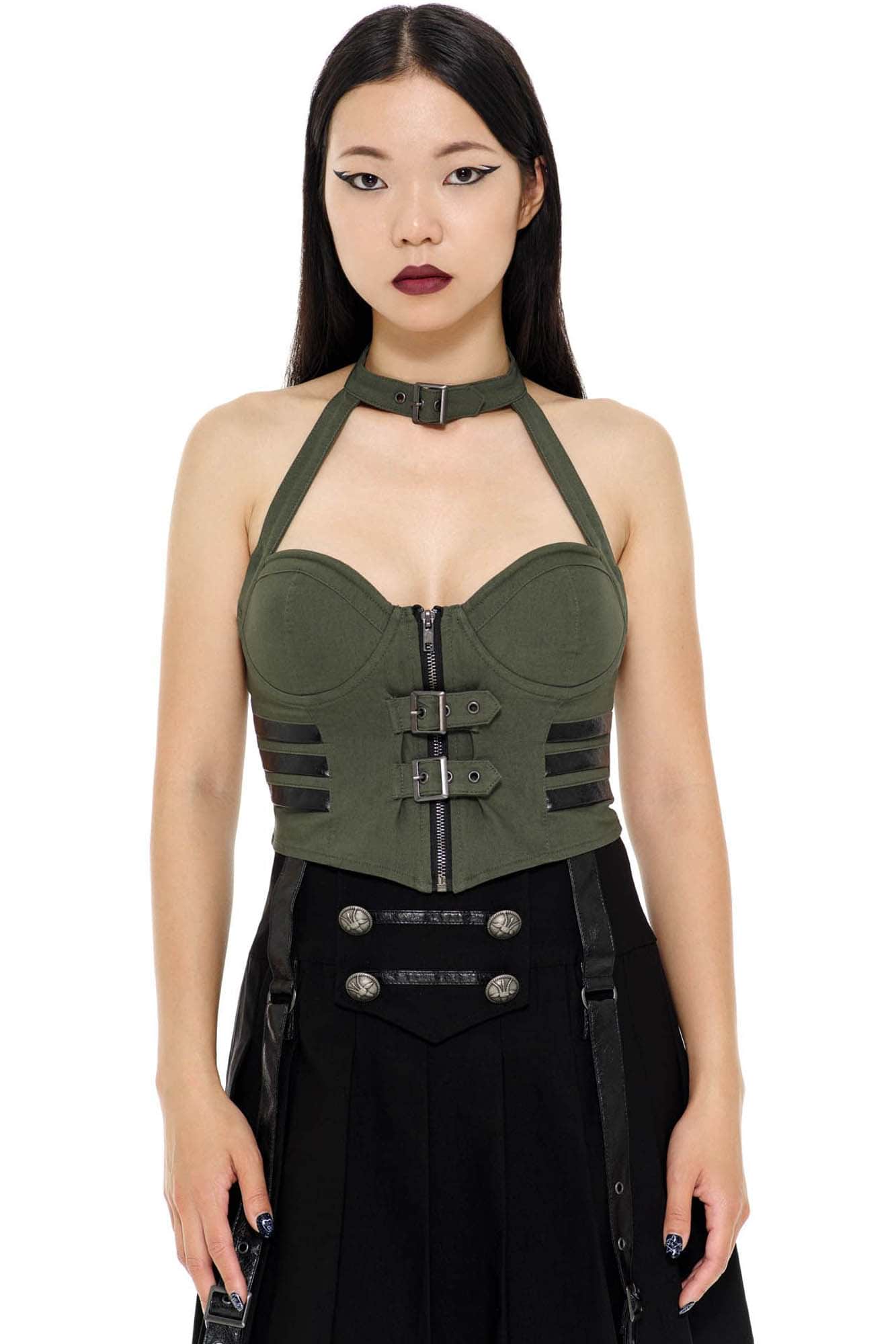 Killstar Night Patrol Halter Top Khaki