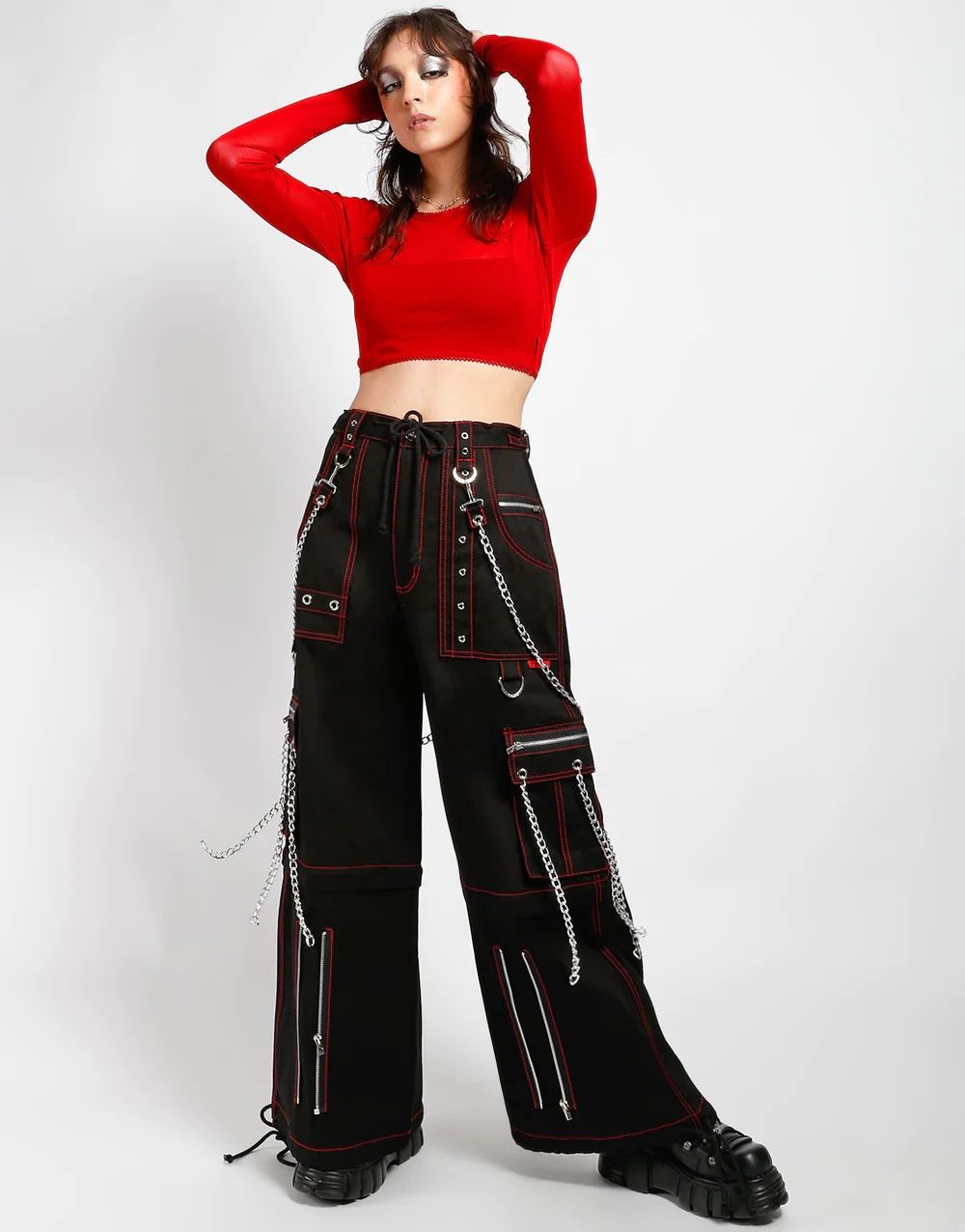 Chain to Chain Pants Black - Red