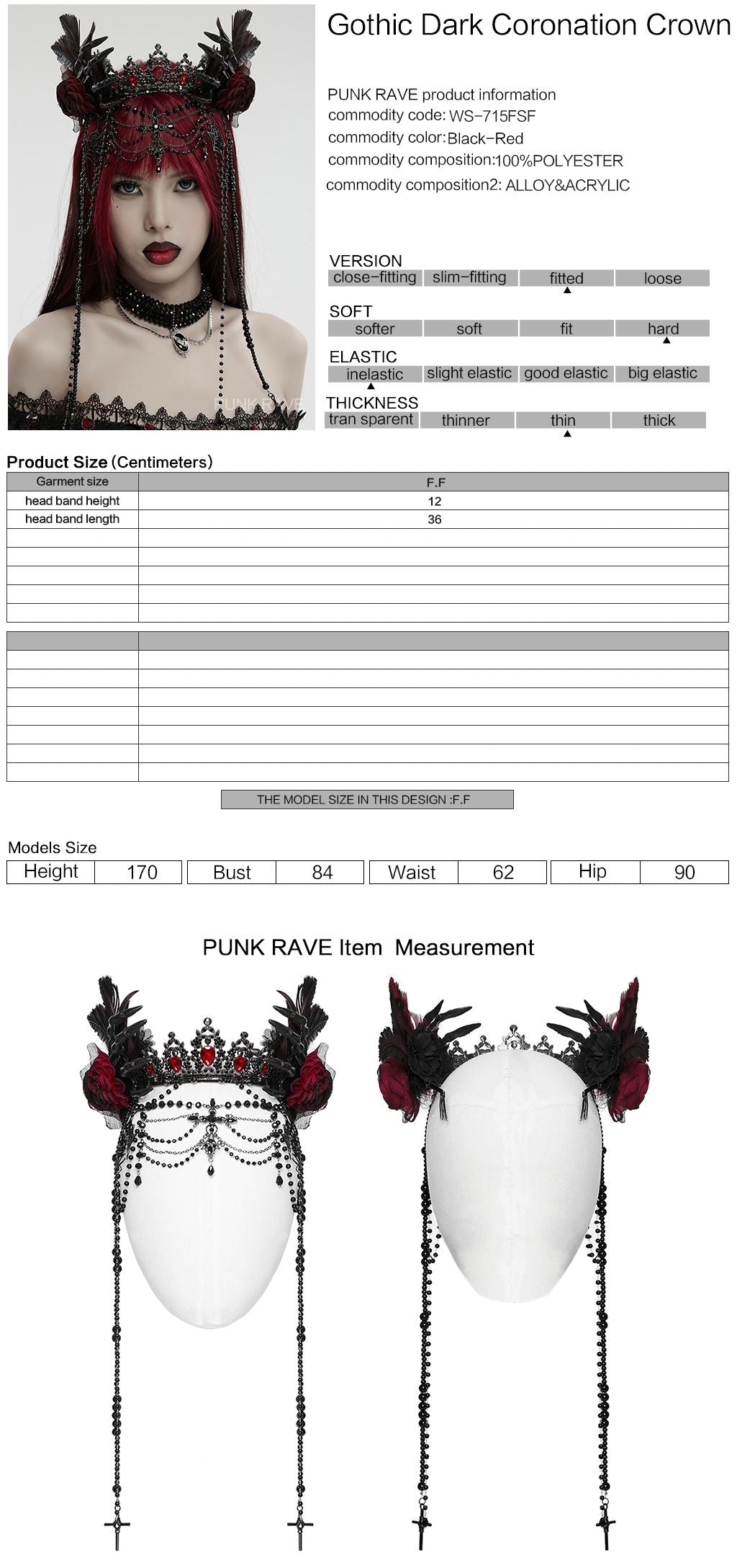 Wicked Tiara Crown Black - Red
