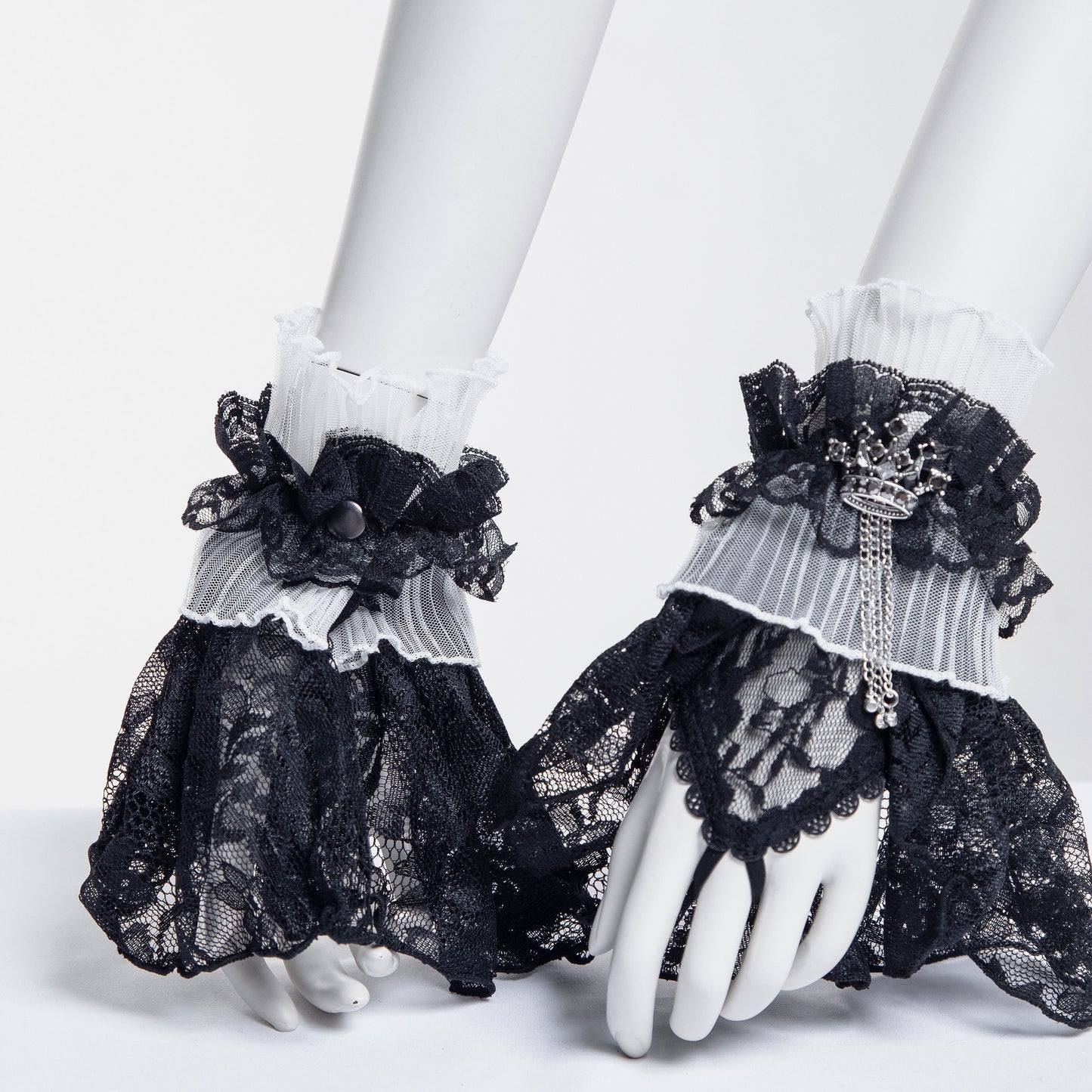 Crown Cuffs - Handschoenen Zwart - Wit