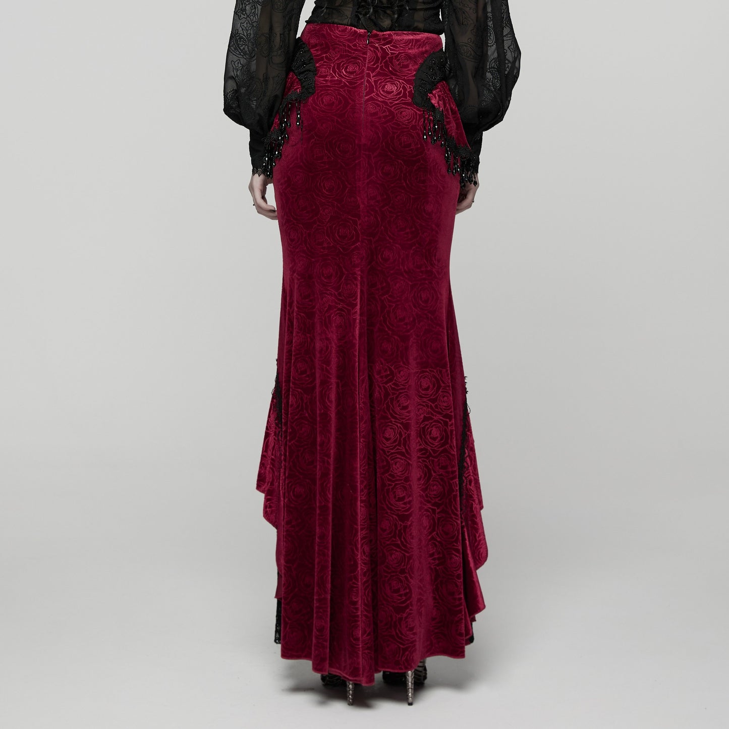 Empress Maxi Rok Rood - Zwart