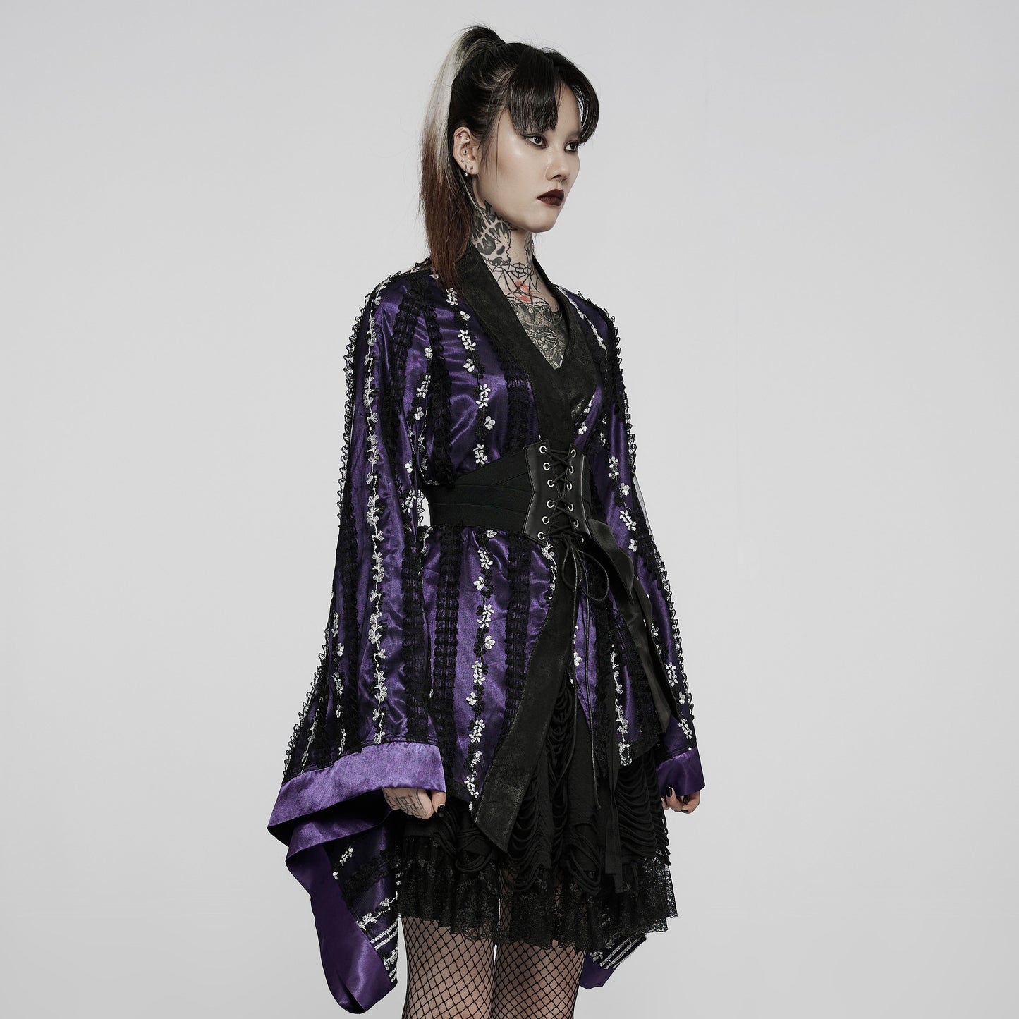 Blossom Kimono Top Purple - Black