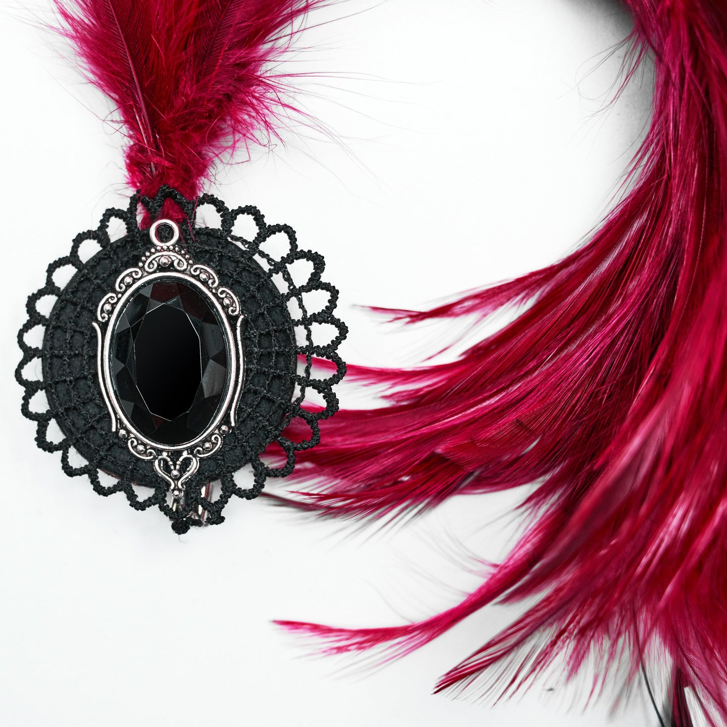 Decadent Fascinator Red - Black
