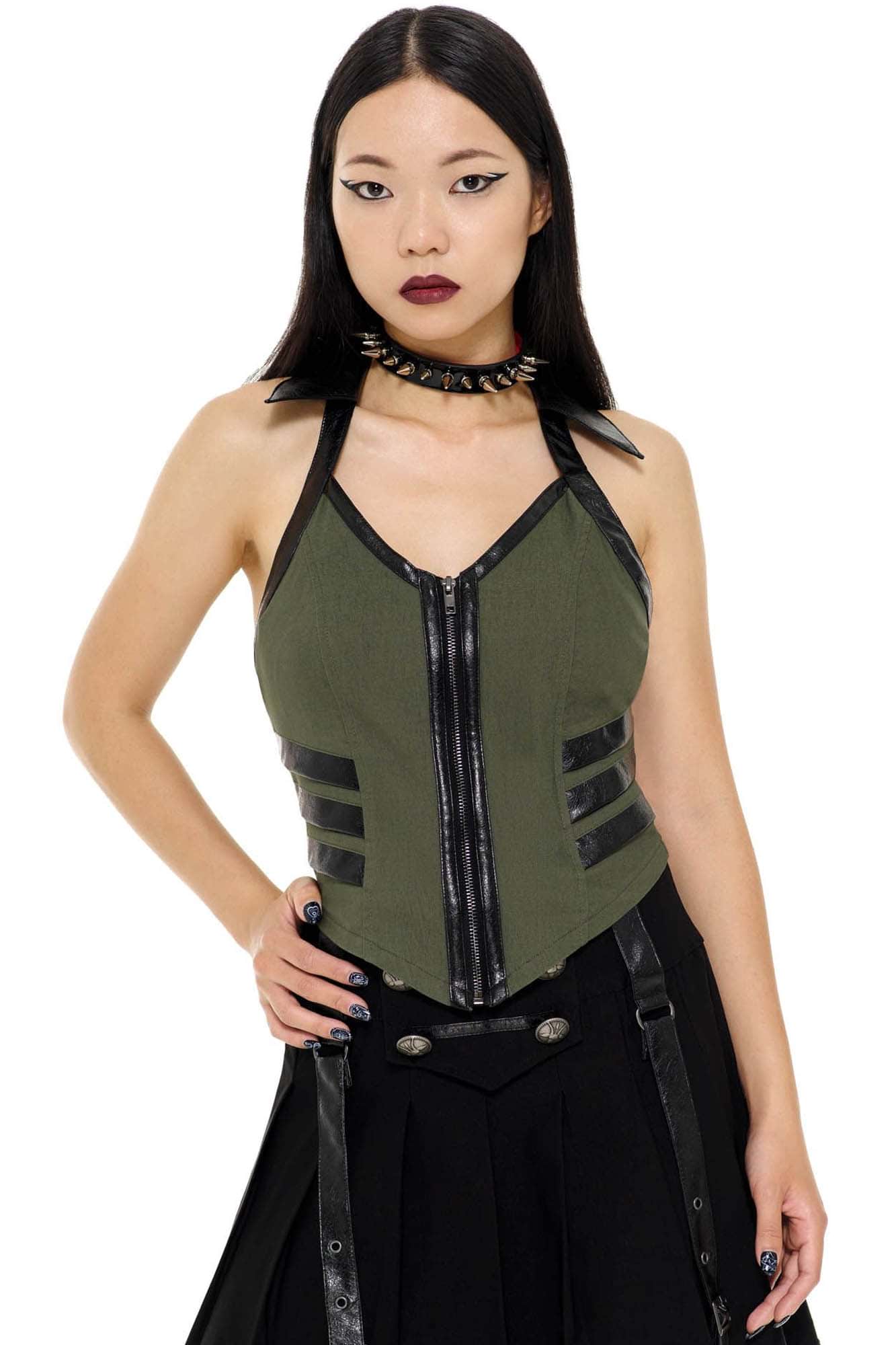 Killstar Anita Ammo Haltertop Khaki