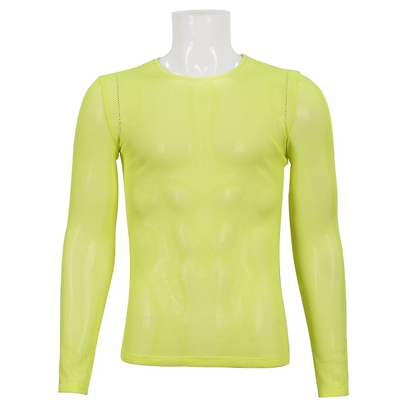 Devil Fashion Climax Long Sleeve Fishnet Top Neon Yellow