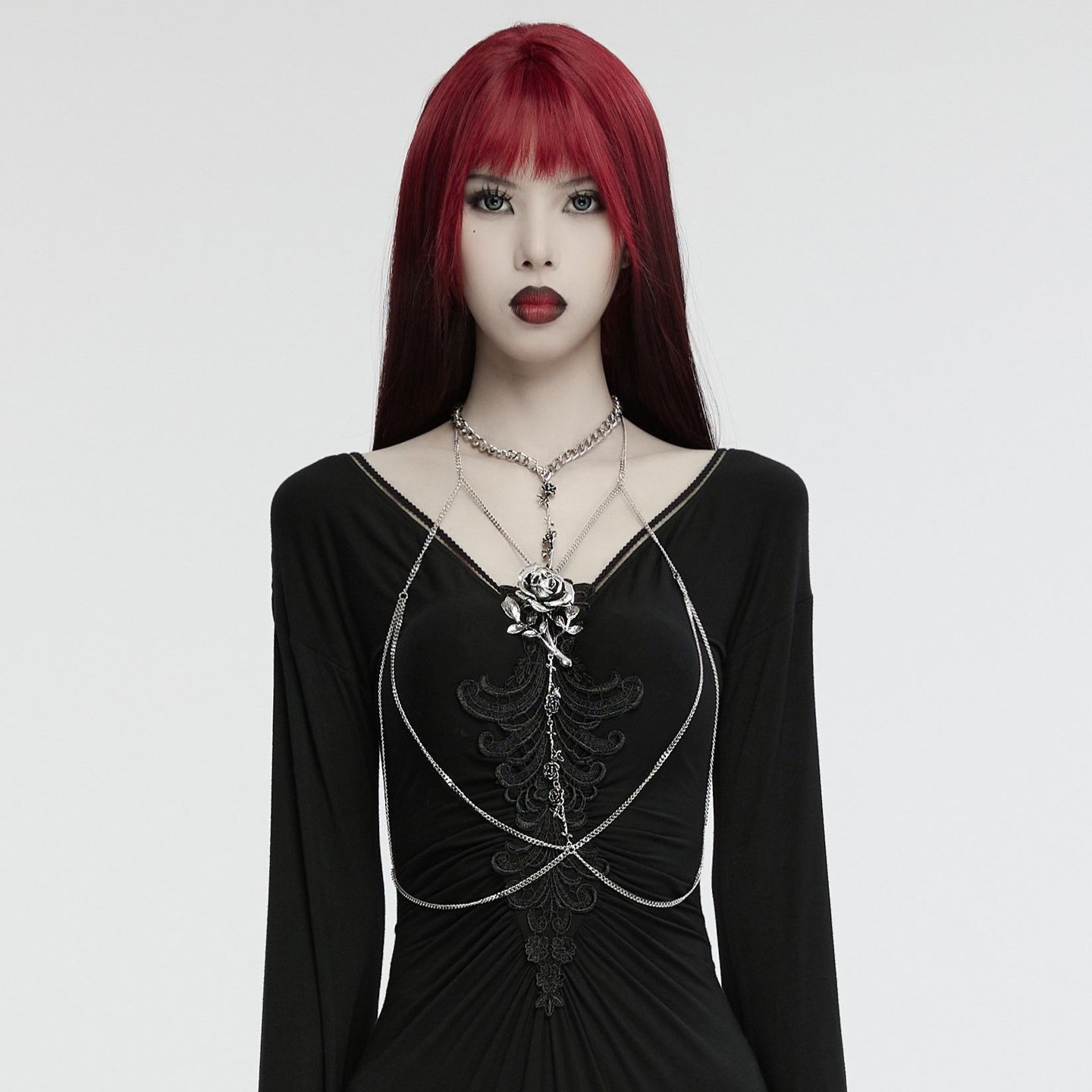Silver Roses Chain Harness