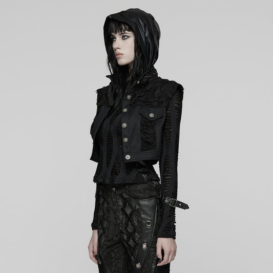 Punk Rave Electric Noir Crop Vest