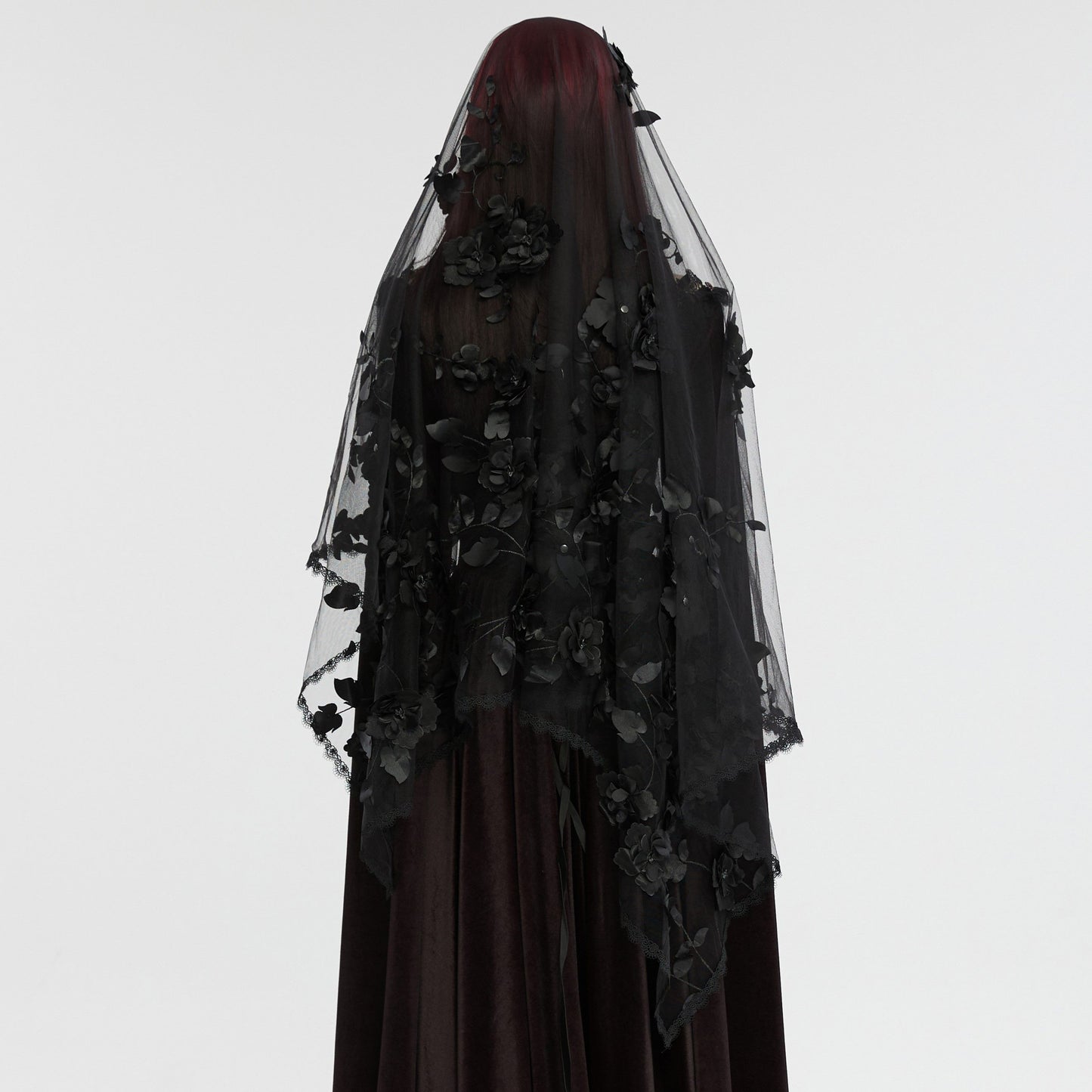 Black Flowers Mourning Veil
