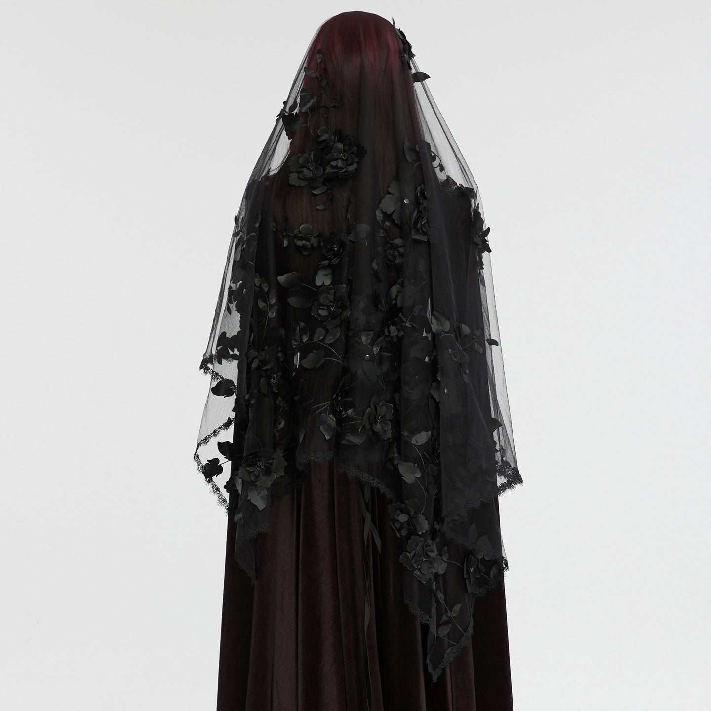 Black Flowers Mourning Veil
