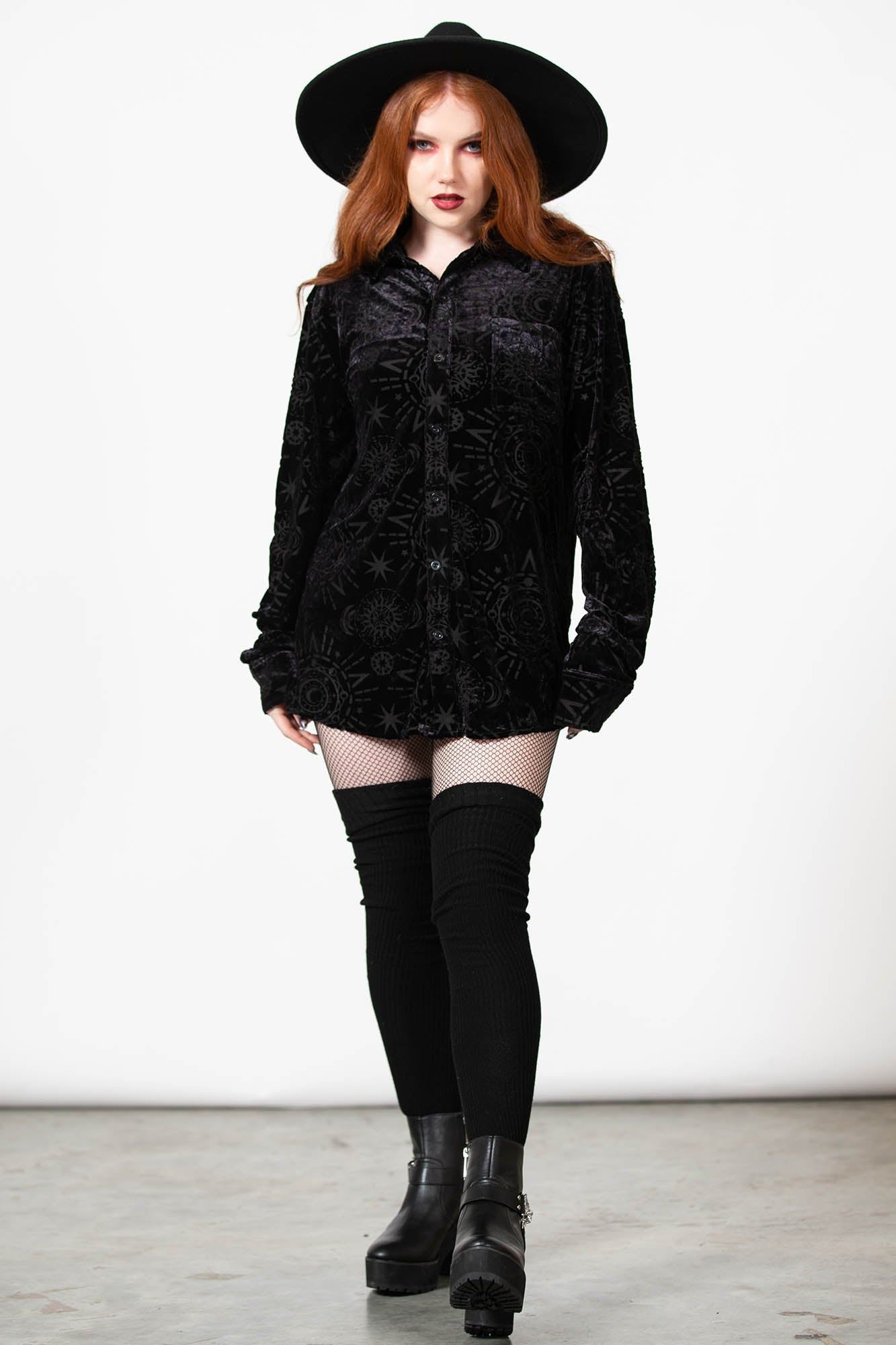 Killstar Alchemight Burnout Button-Up Shirt