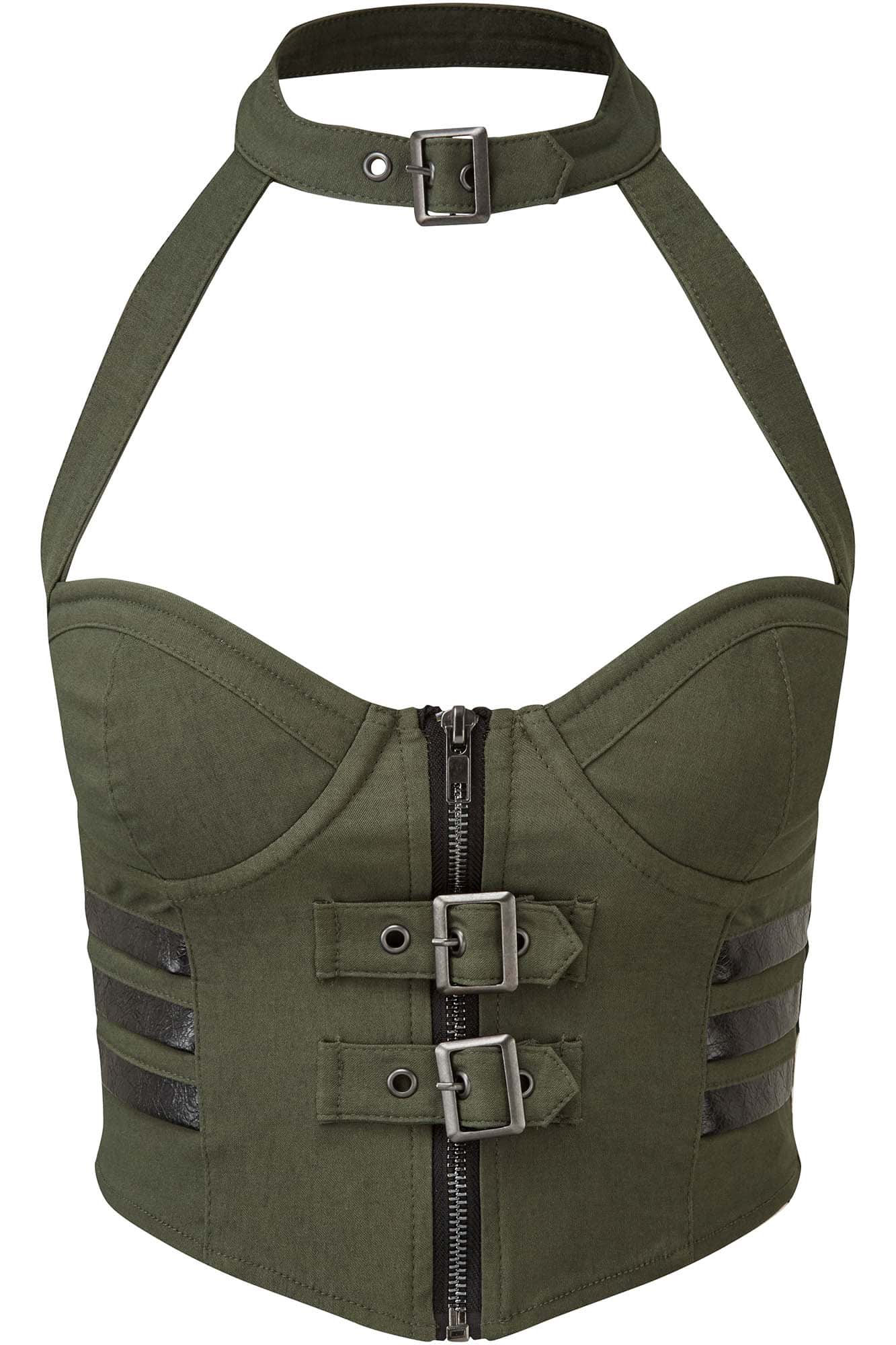 Killstar Night Patrol Halter Top Khaki