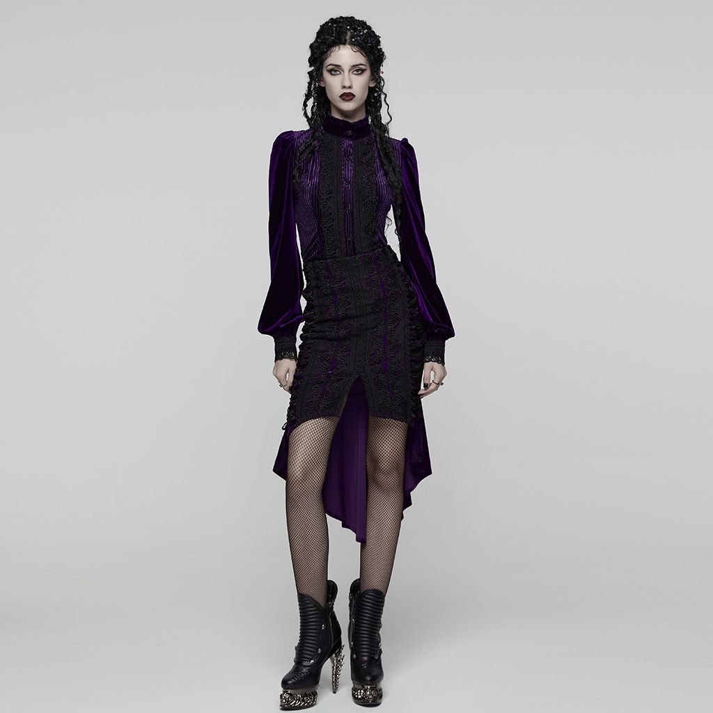 Punk Rave Hold Me Blouse Paars - Zwart