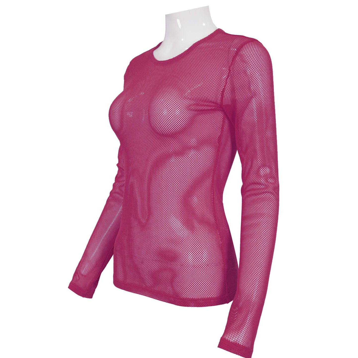 Devil Fashion Climax Long Sleeve Fishnet Top Pink