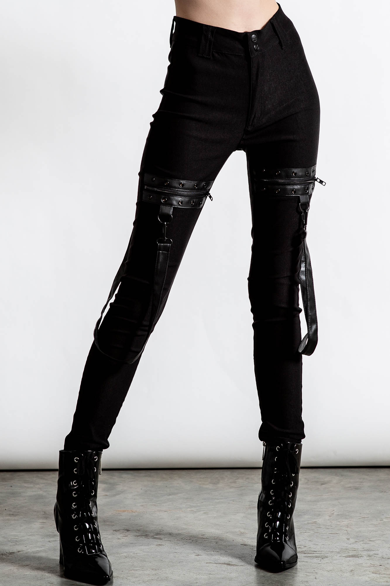Dead Resistance Skinny Broek Zwart