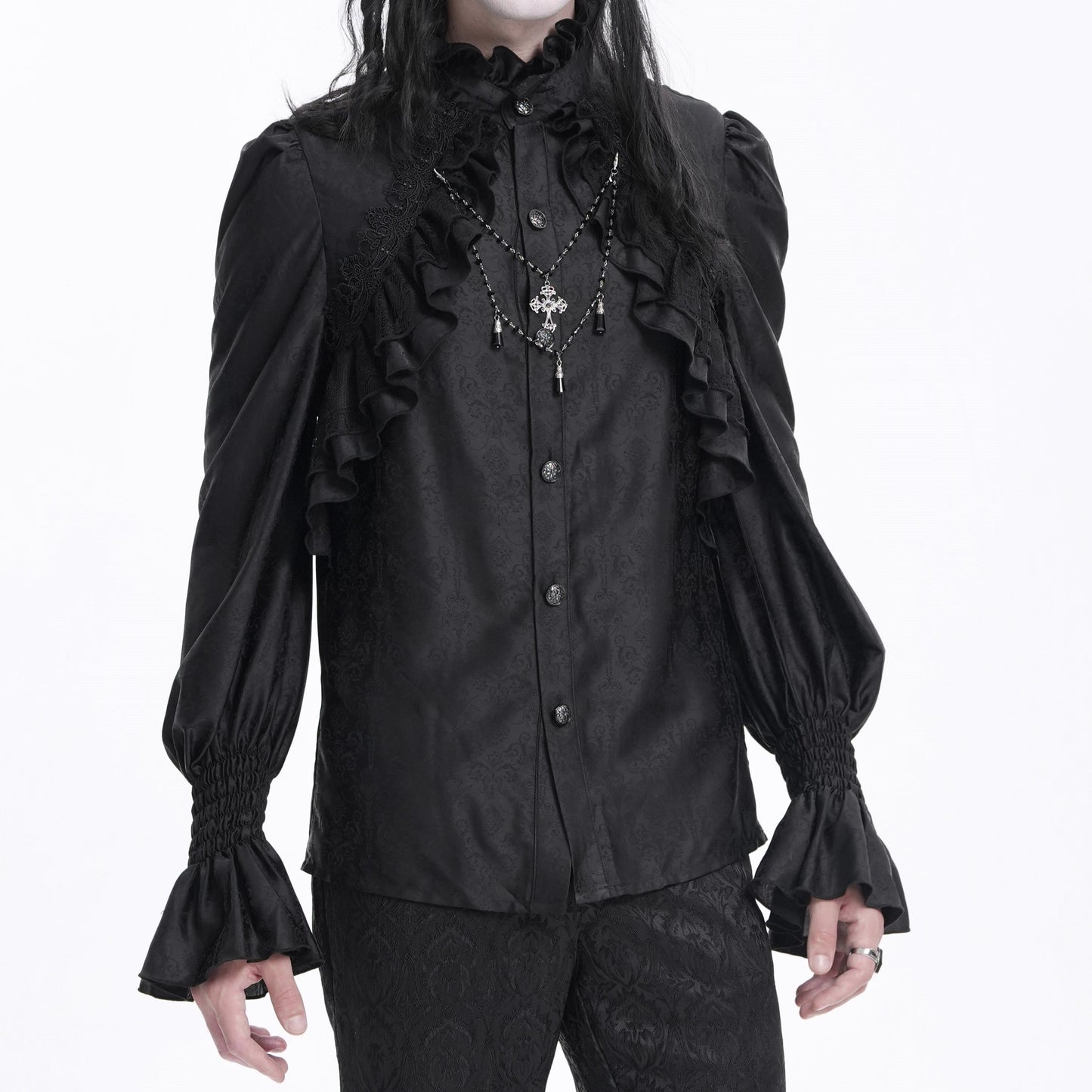 Devil Fashion SHT12401 men's shirt romantic gothic front view