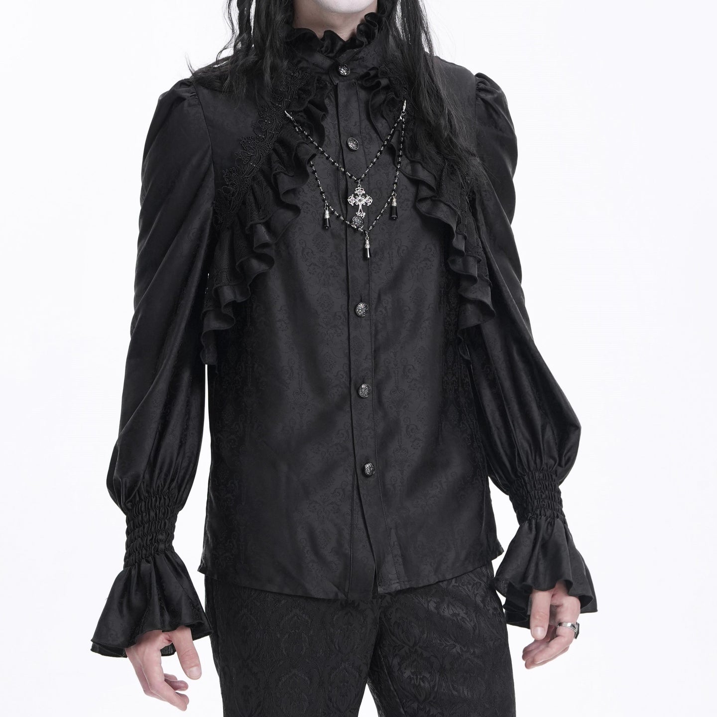 Devil Fashion SHT12401 men's shirt romantic gothic front view