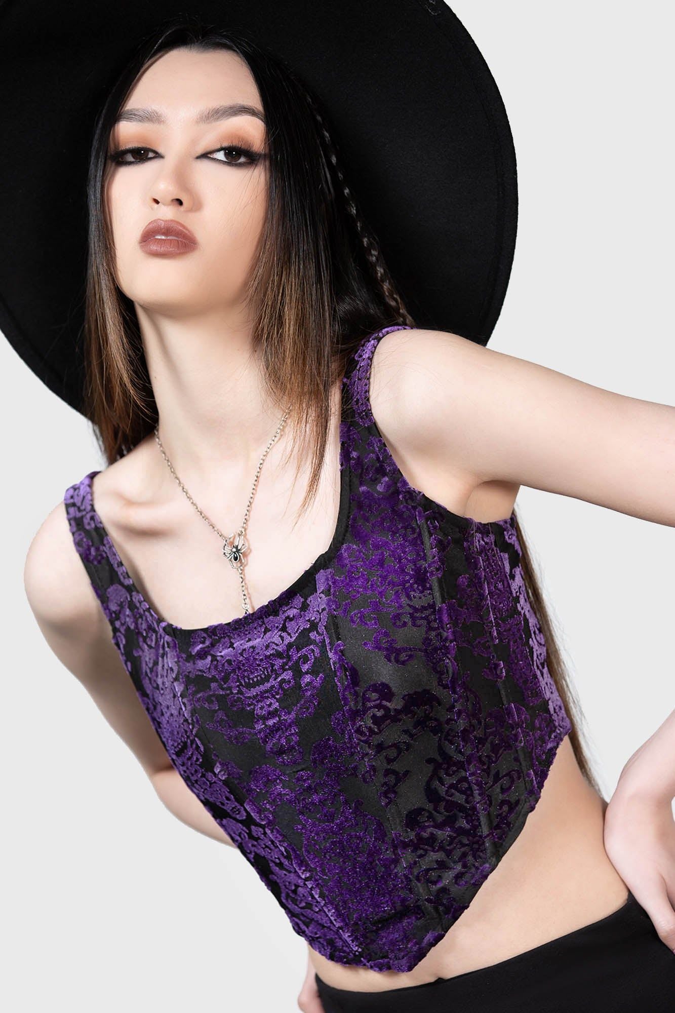 Killstar Snarl Corset Top Paars
