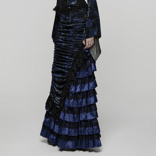 Broken Promise Maxi Rok Blauw - Zwart
