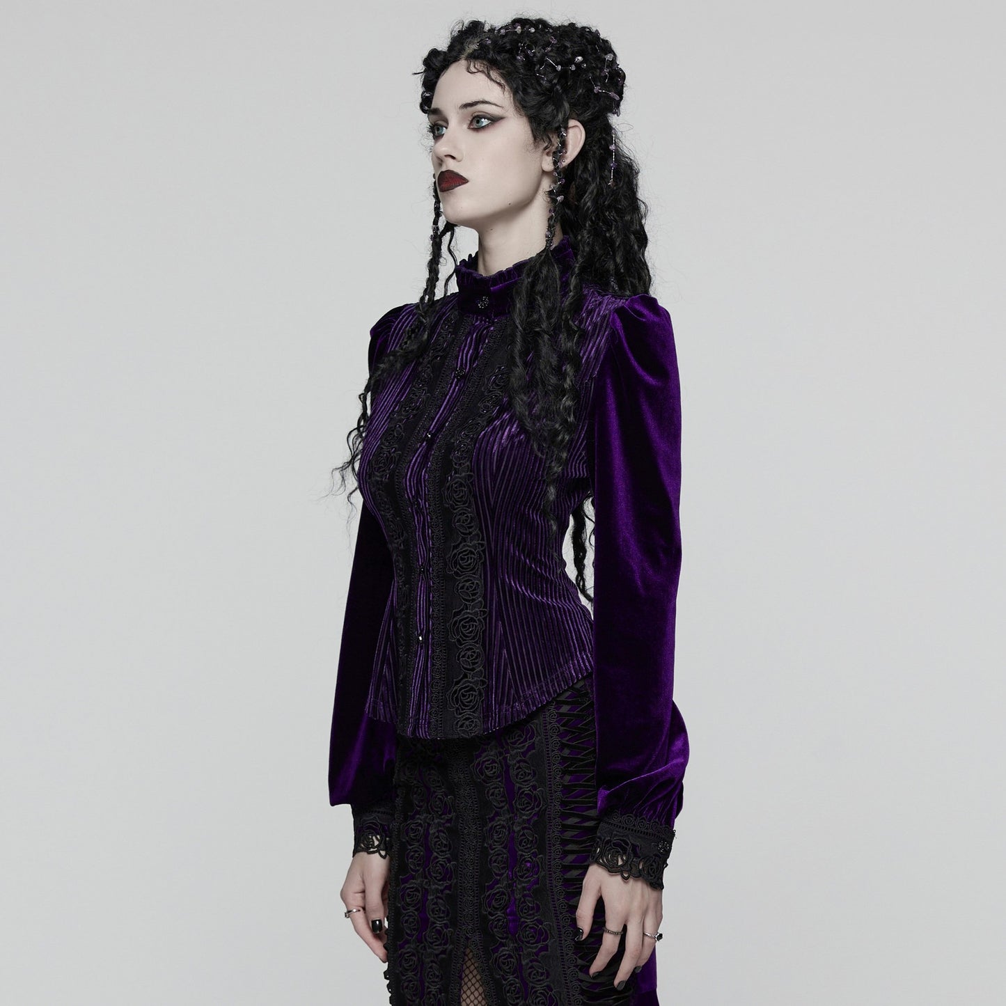 Punk Rave Hold Me Blouse Paars - Zwart