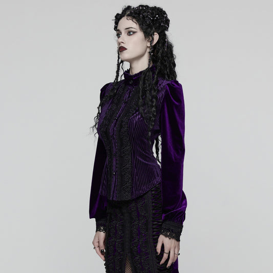 Punk Rave Hold Me Blouse Paars - Zwart