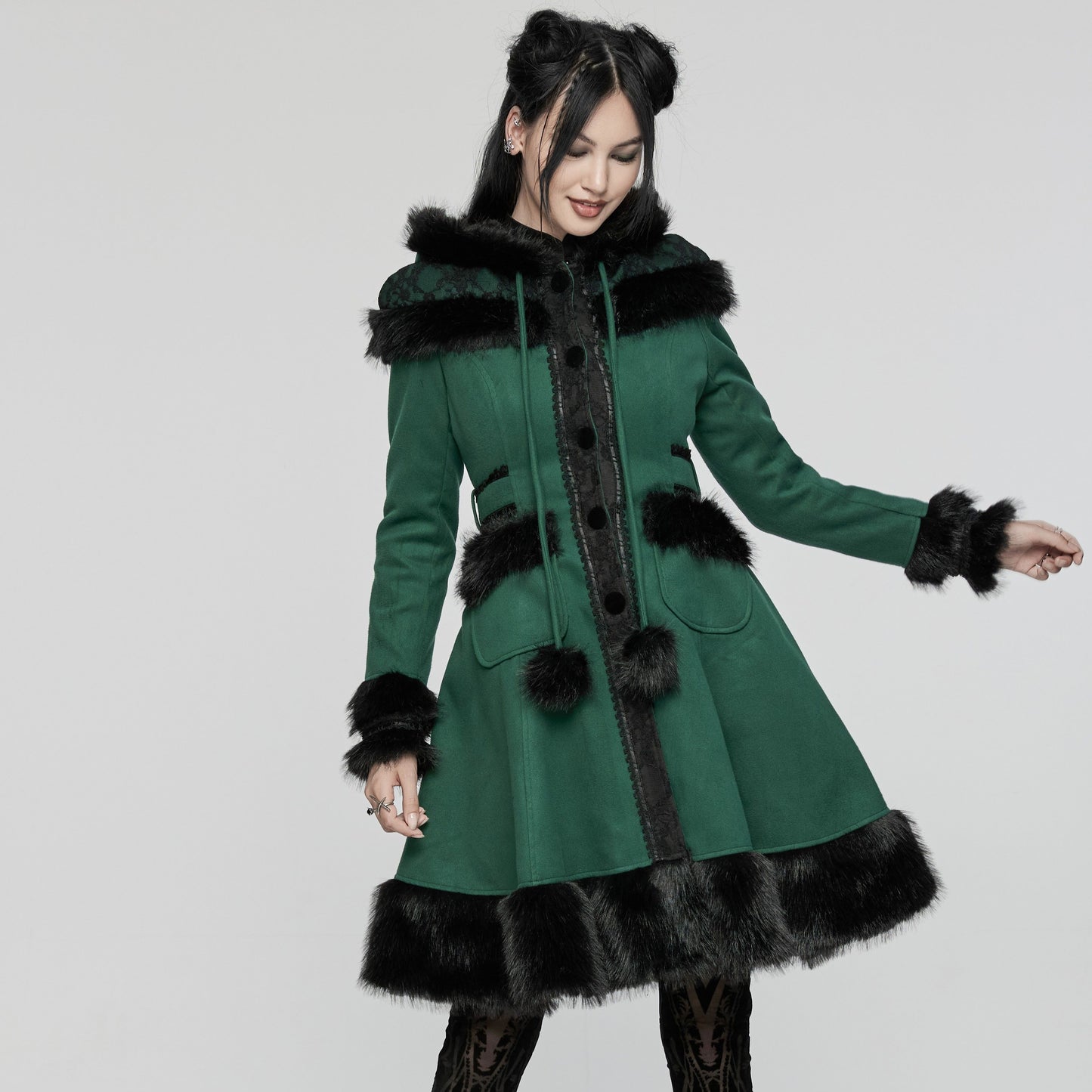 Pyon Pyon Dolly Jas Groen - Zwart