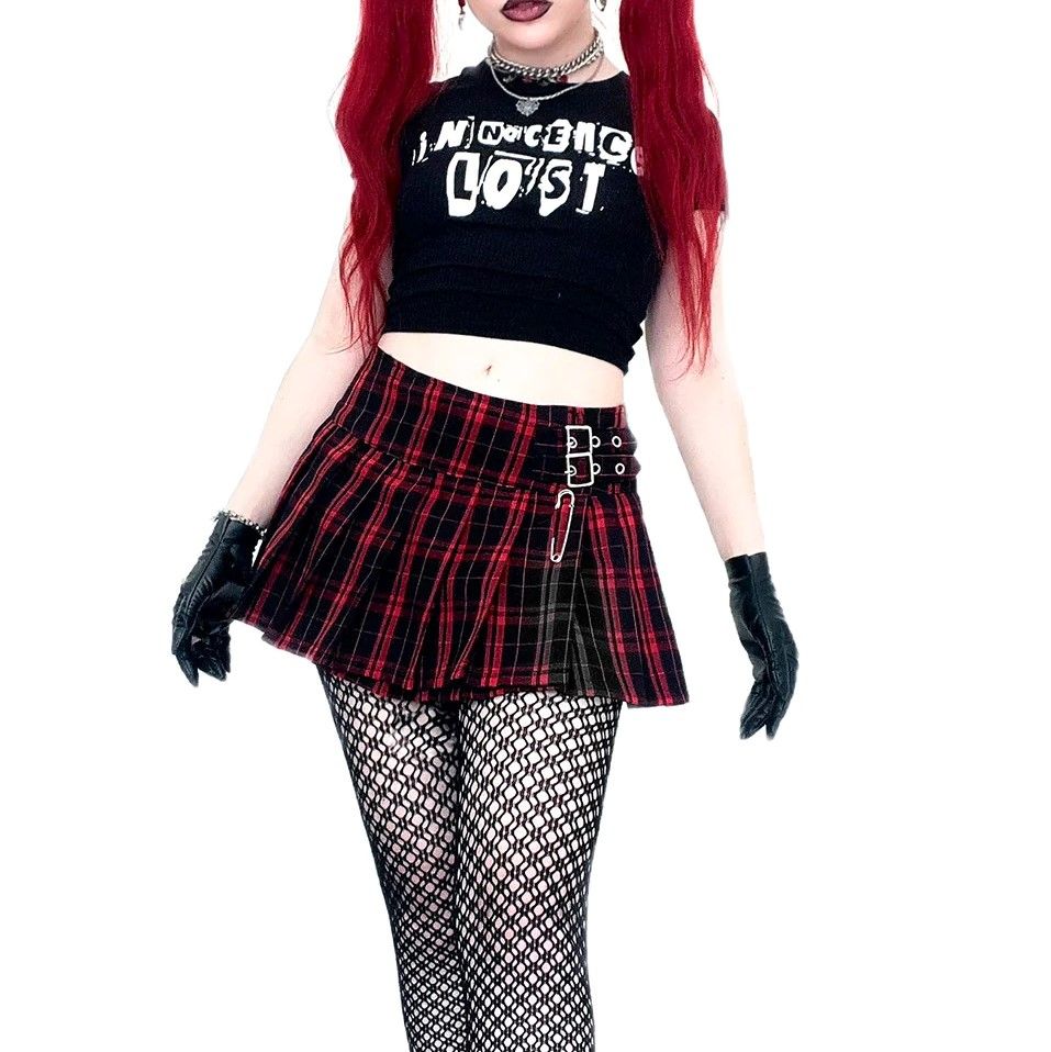 World's End Pleated Mini Skirt Black - White 
