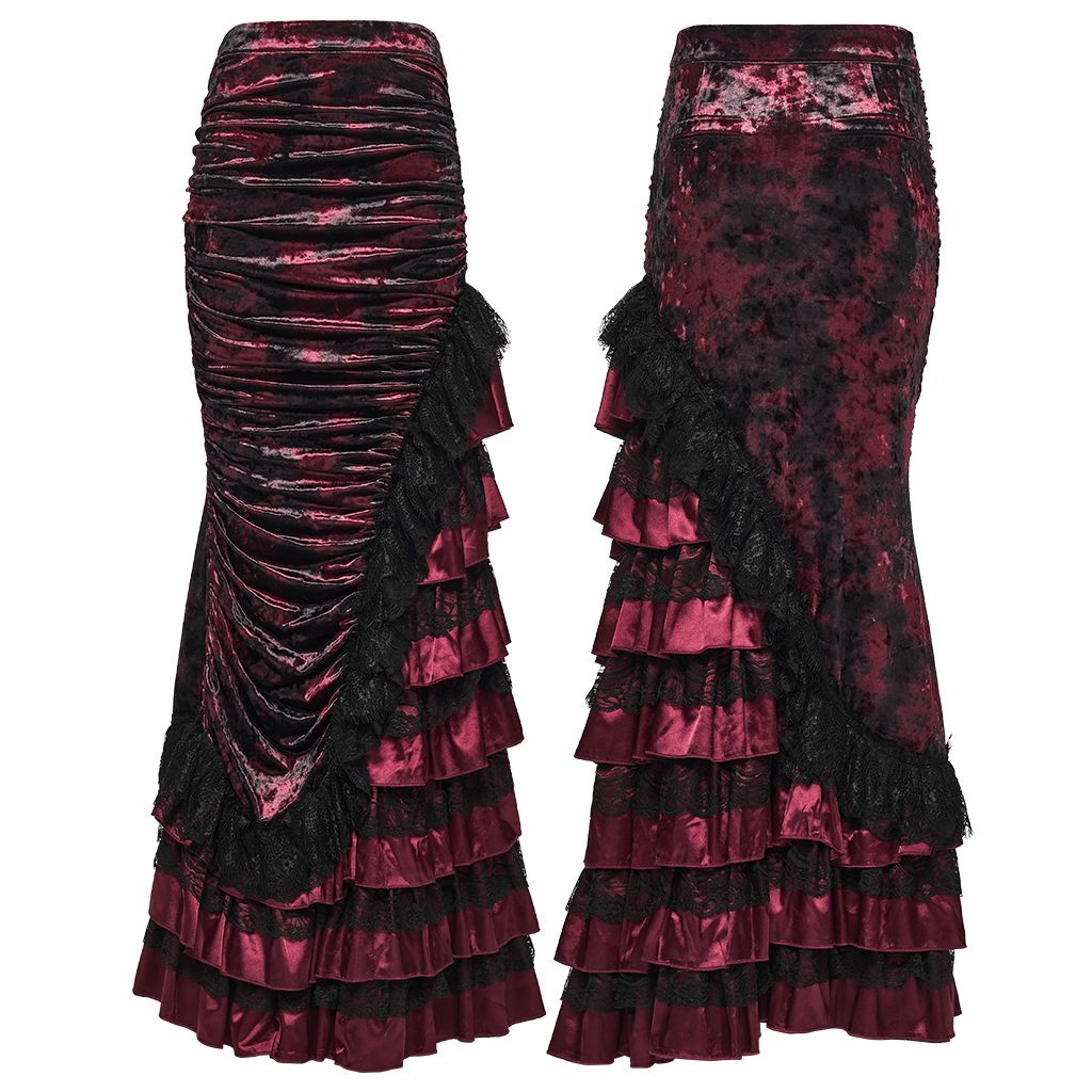 Broken Promise Maxi Rok Rood - Zwart