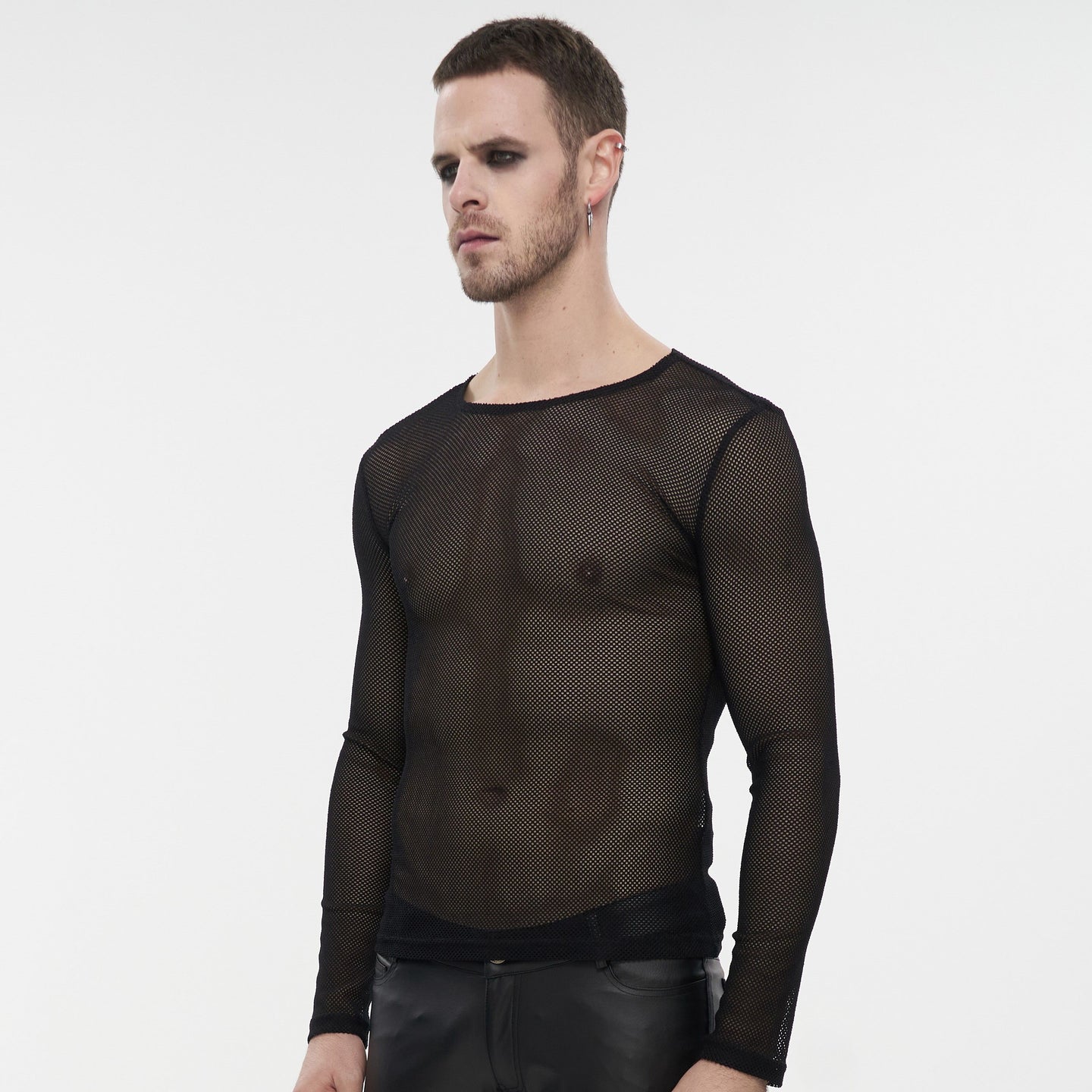 Devil Fashion Climax Long Sleeve Fishnet Top Black