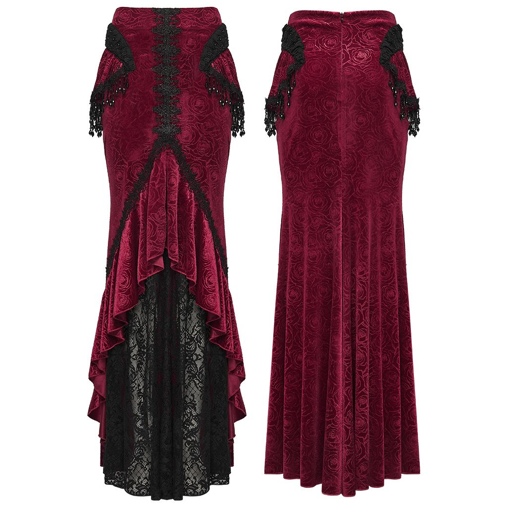 Empress Maxi Rok Rood - Zwart