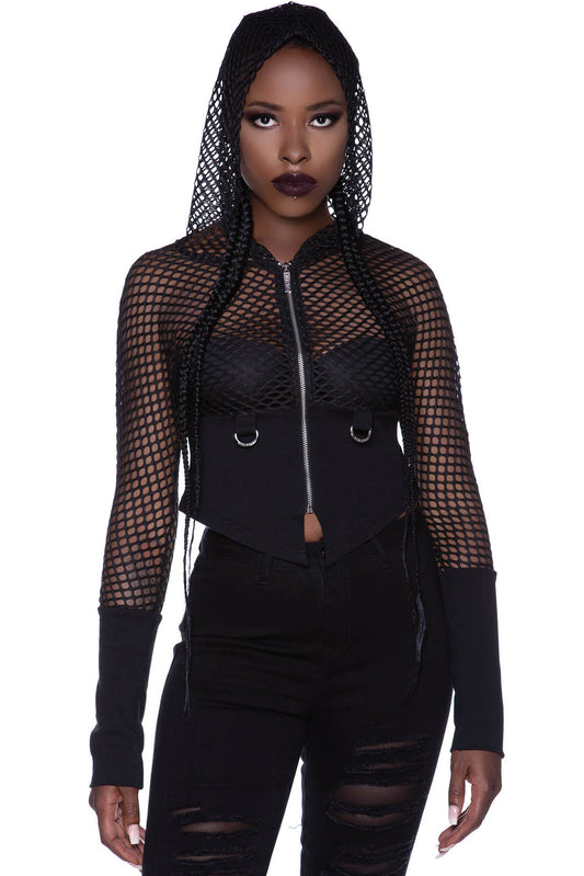 Killstar Wicked Fishnet Hooded Top