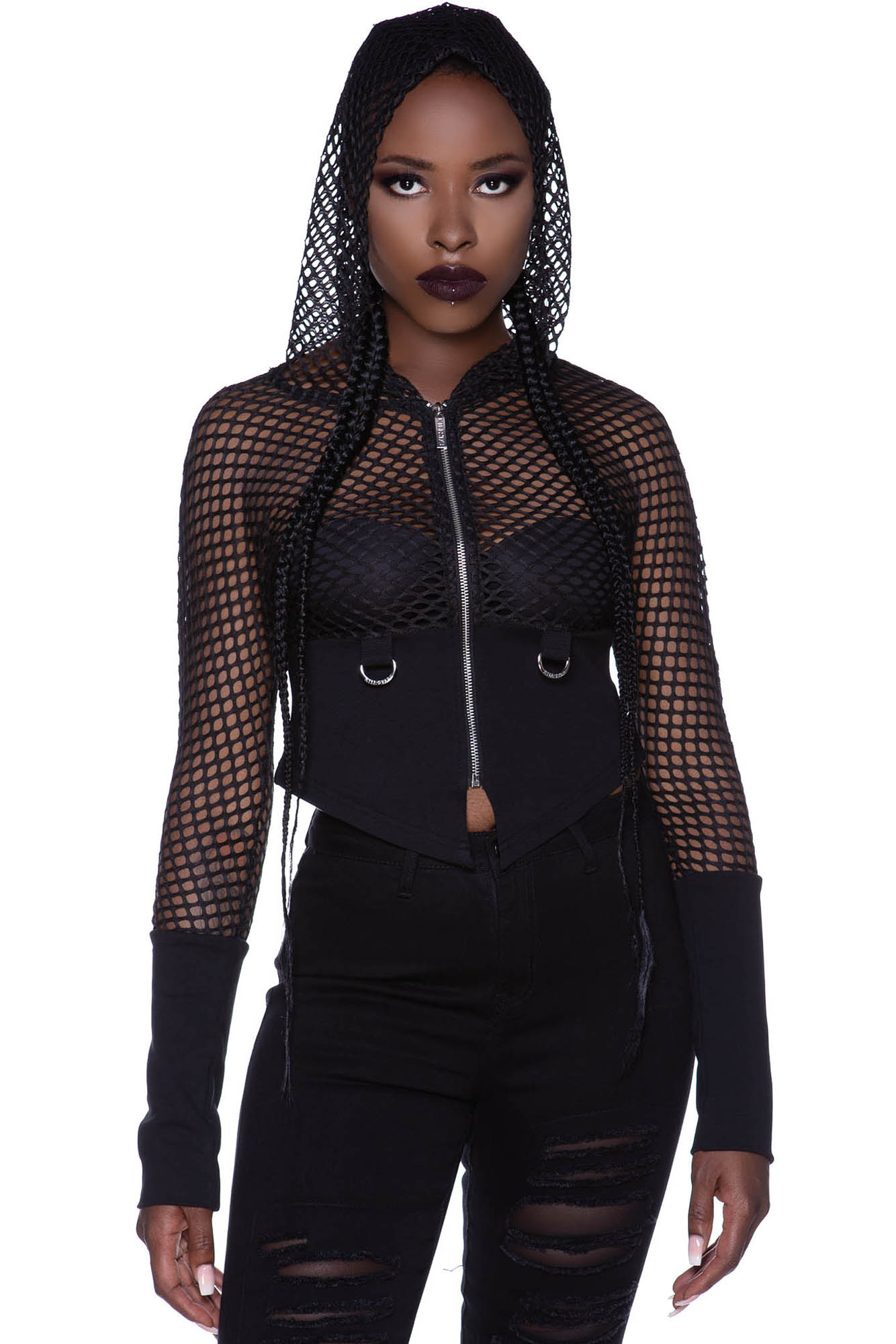 Killstar Wicked Fishnet Hooded Top