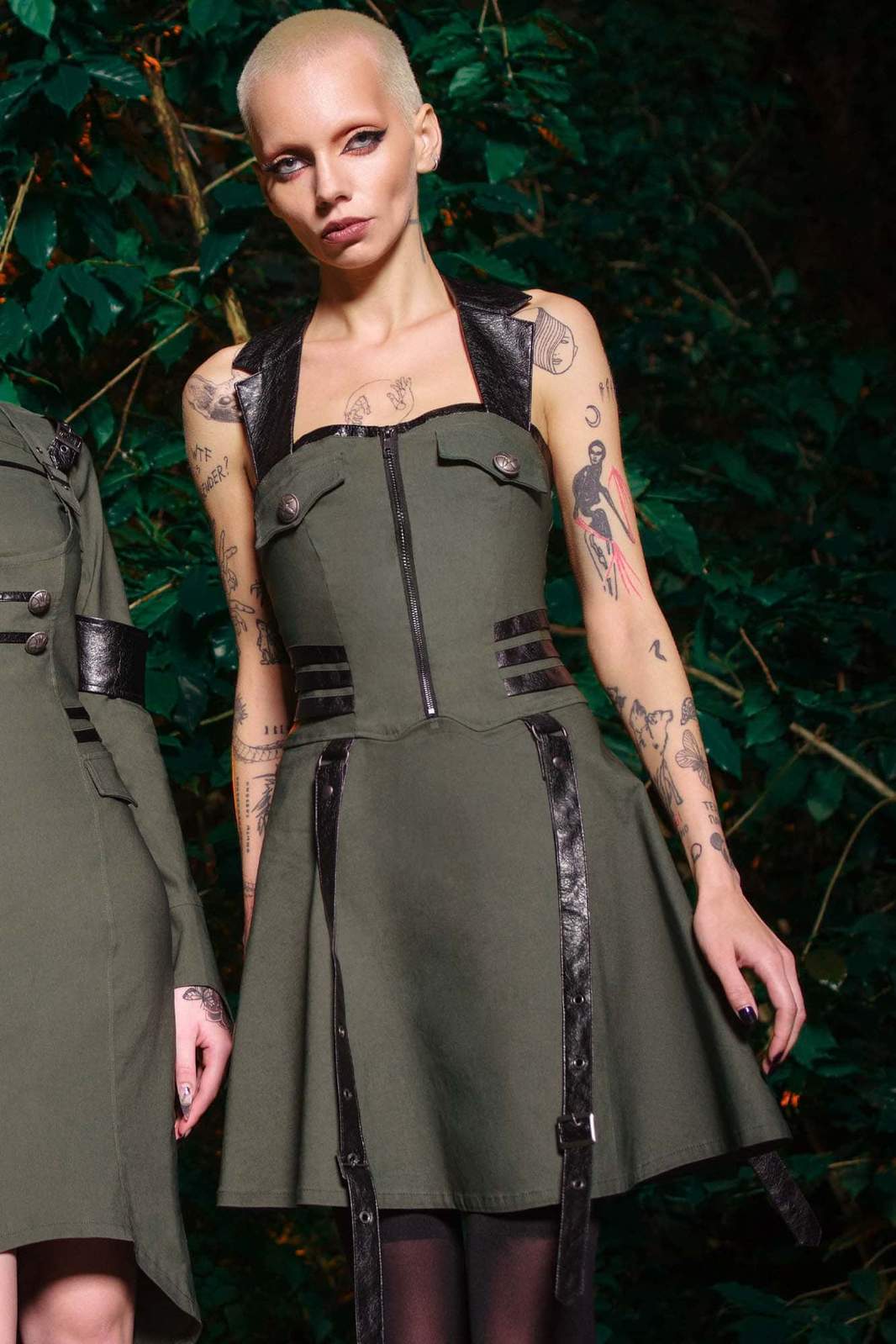 Killstar Psy-Ops Halter Jurk Khaki