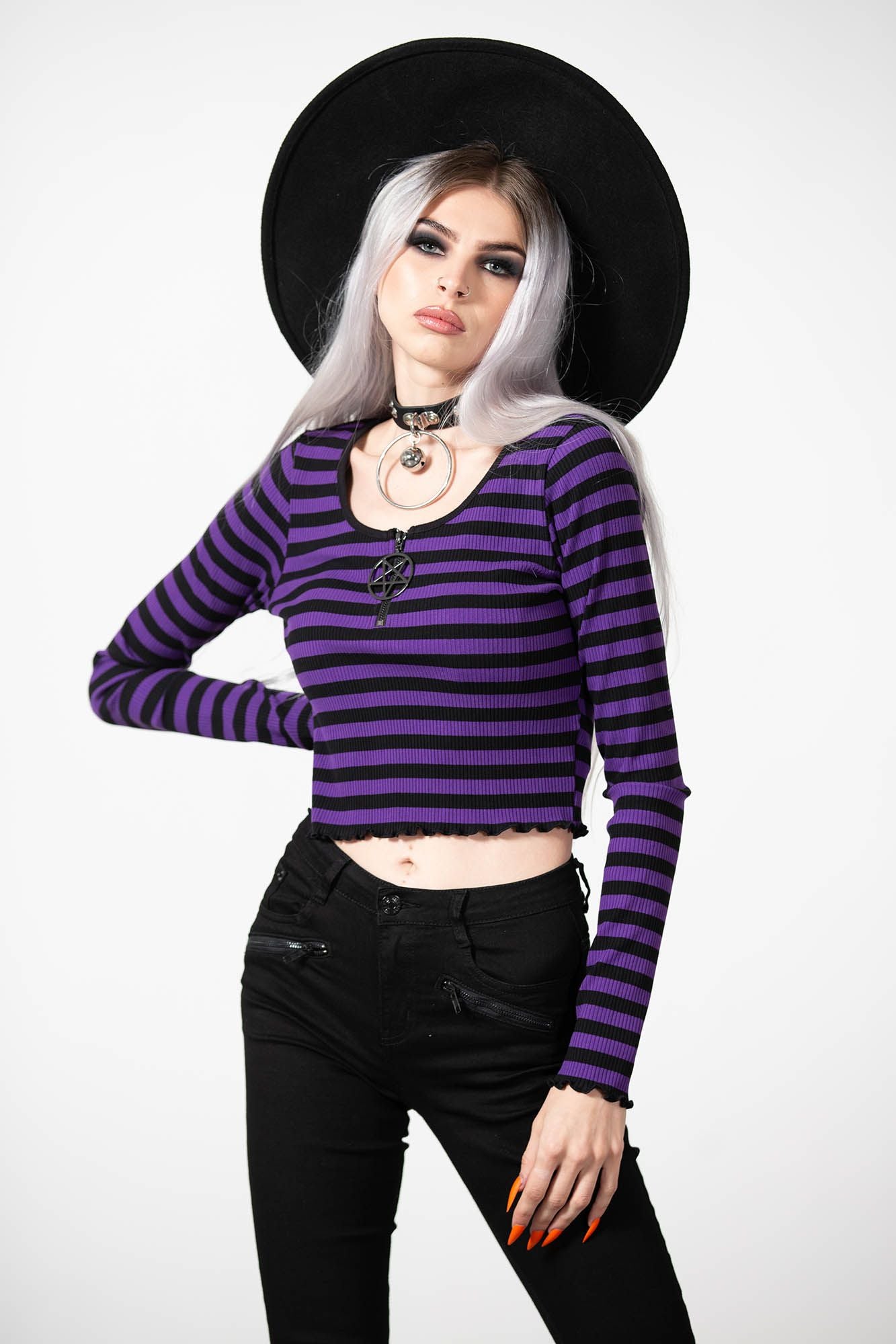 Killstar Chimera Long Sleeve Top Purple - Black