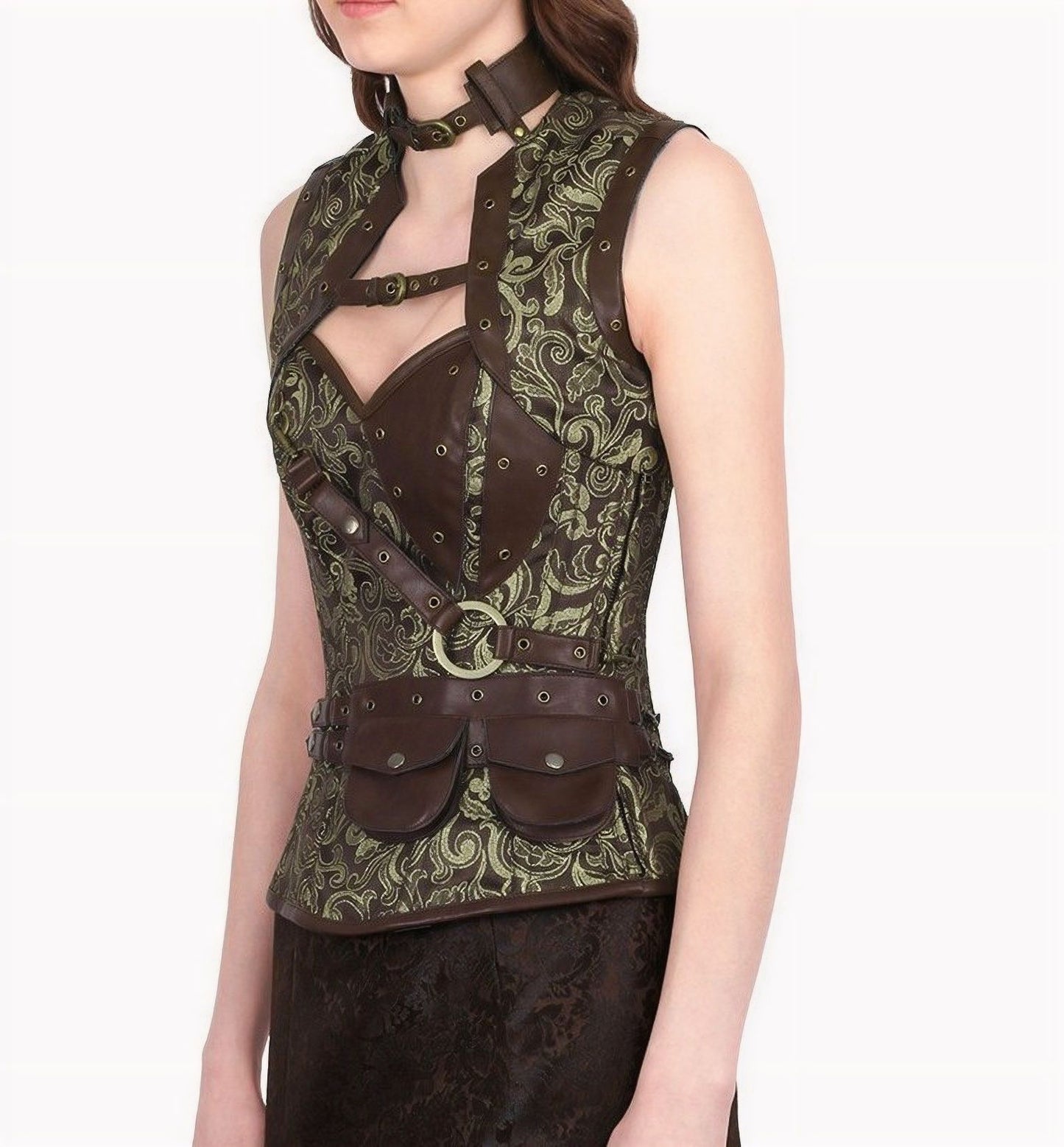 Cyclone Corset, Shrug & Pocket Belt Black/Gold