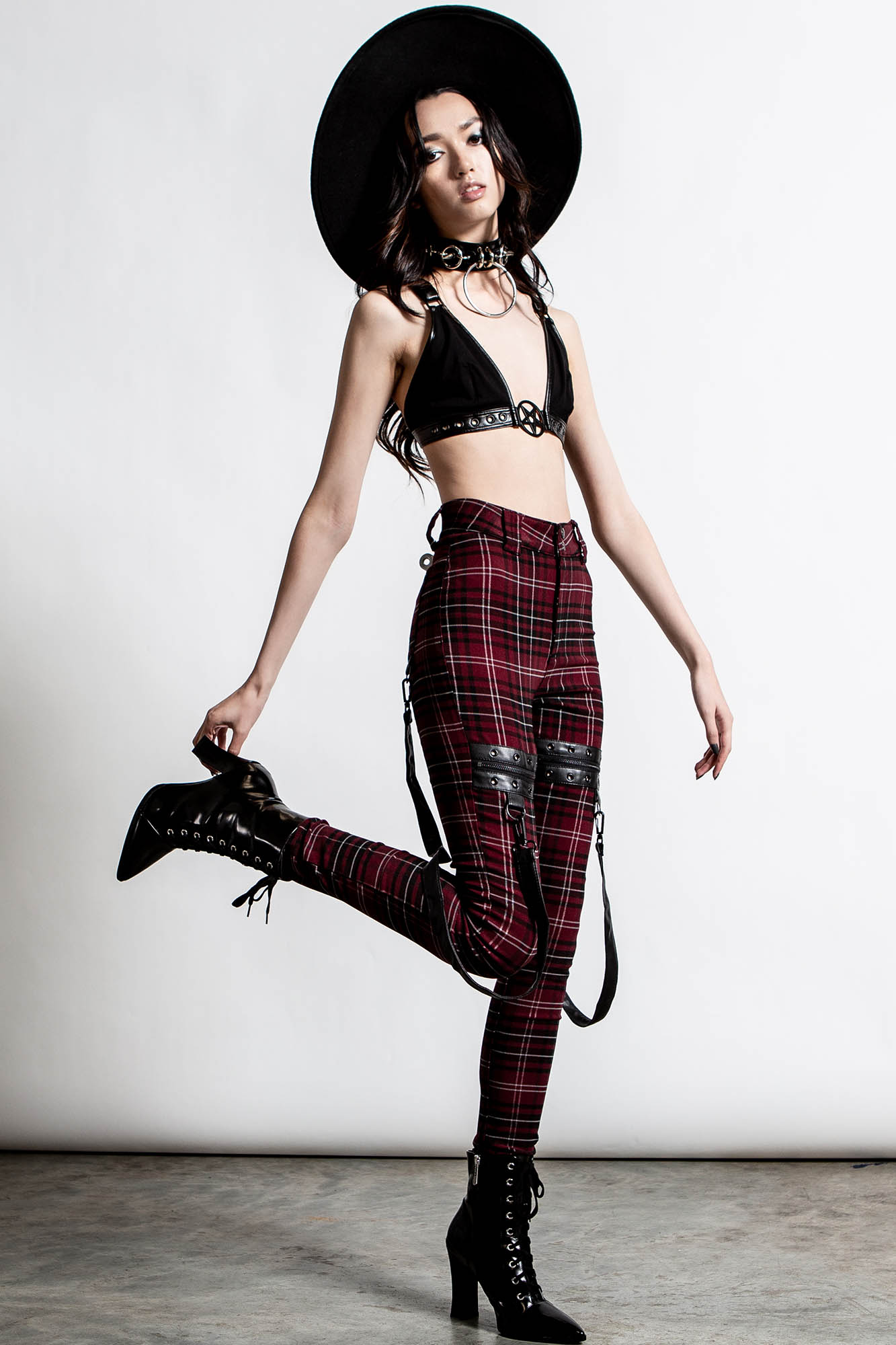 Dead Resistance Skinny Broek Blood Tartan