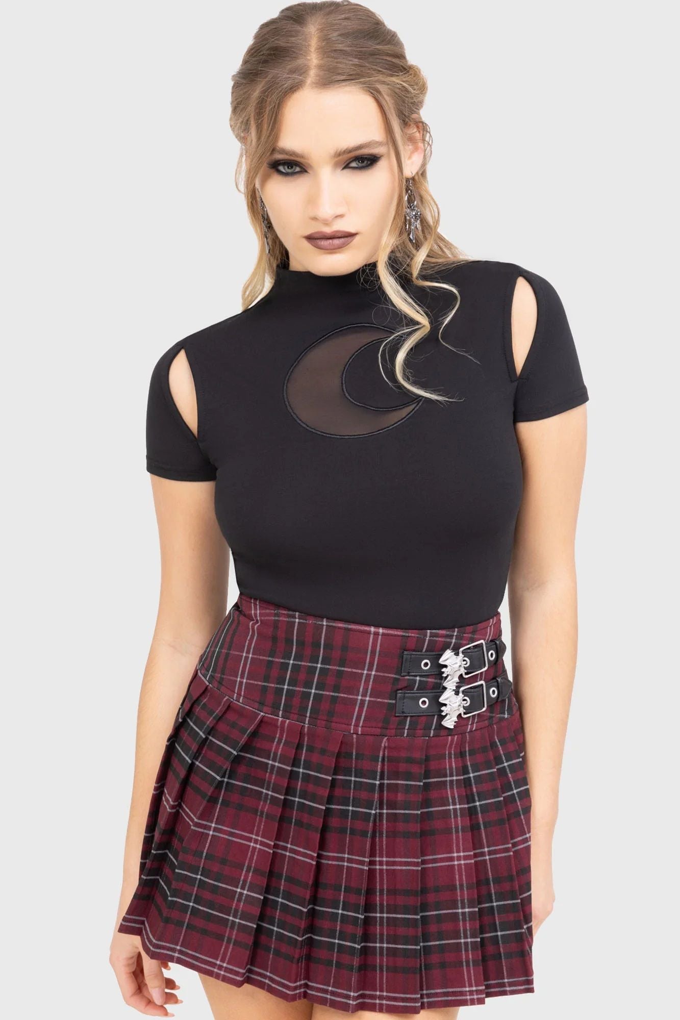 Bat Girl Minirok Bordeaux Tartan