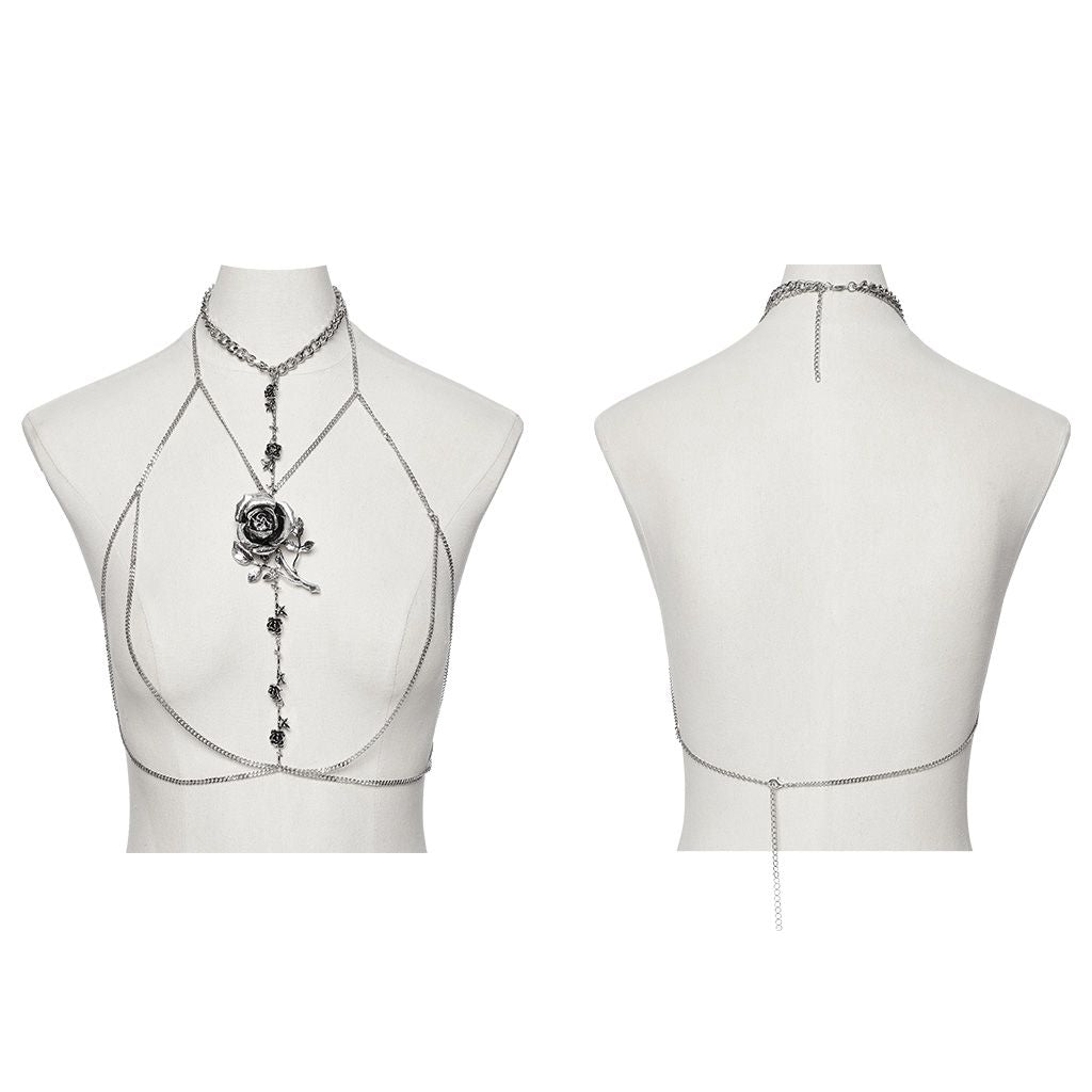 Silver Roses Chain Harness