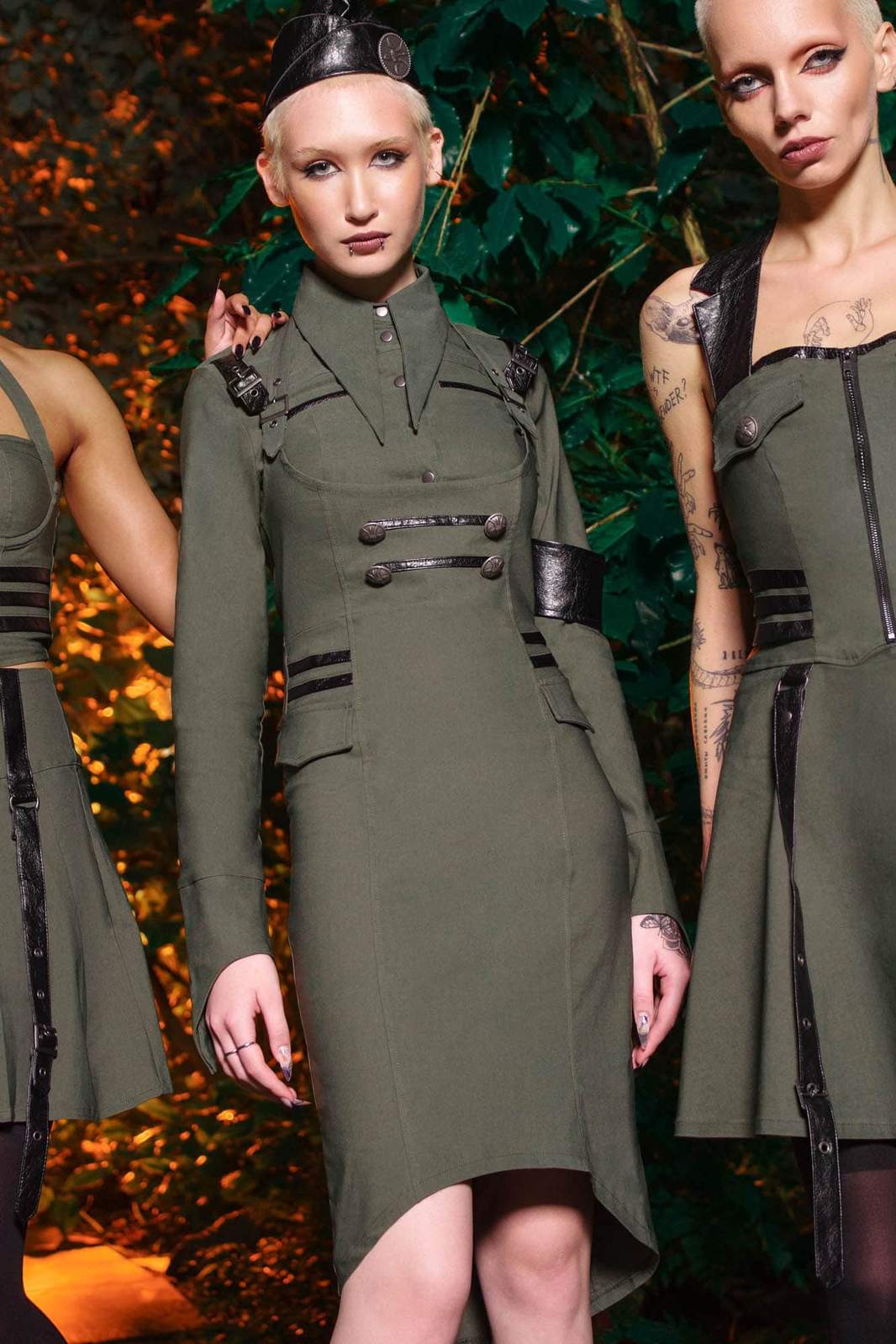 Darkwave Division Midi Rok Khaki