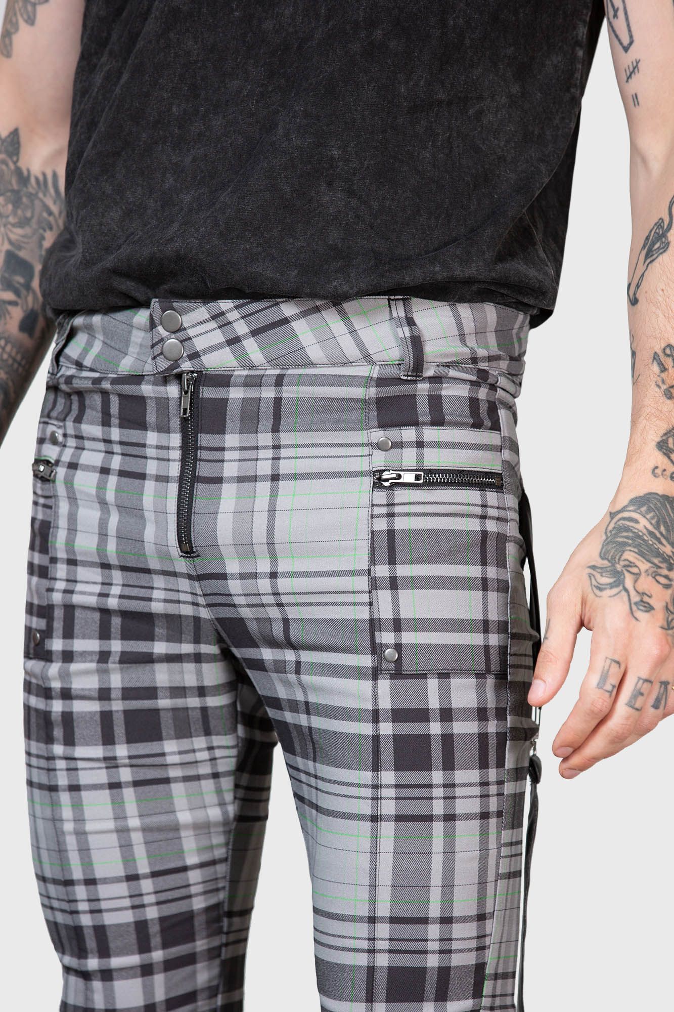 Office Riot Strappy Trousers Tartan