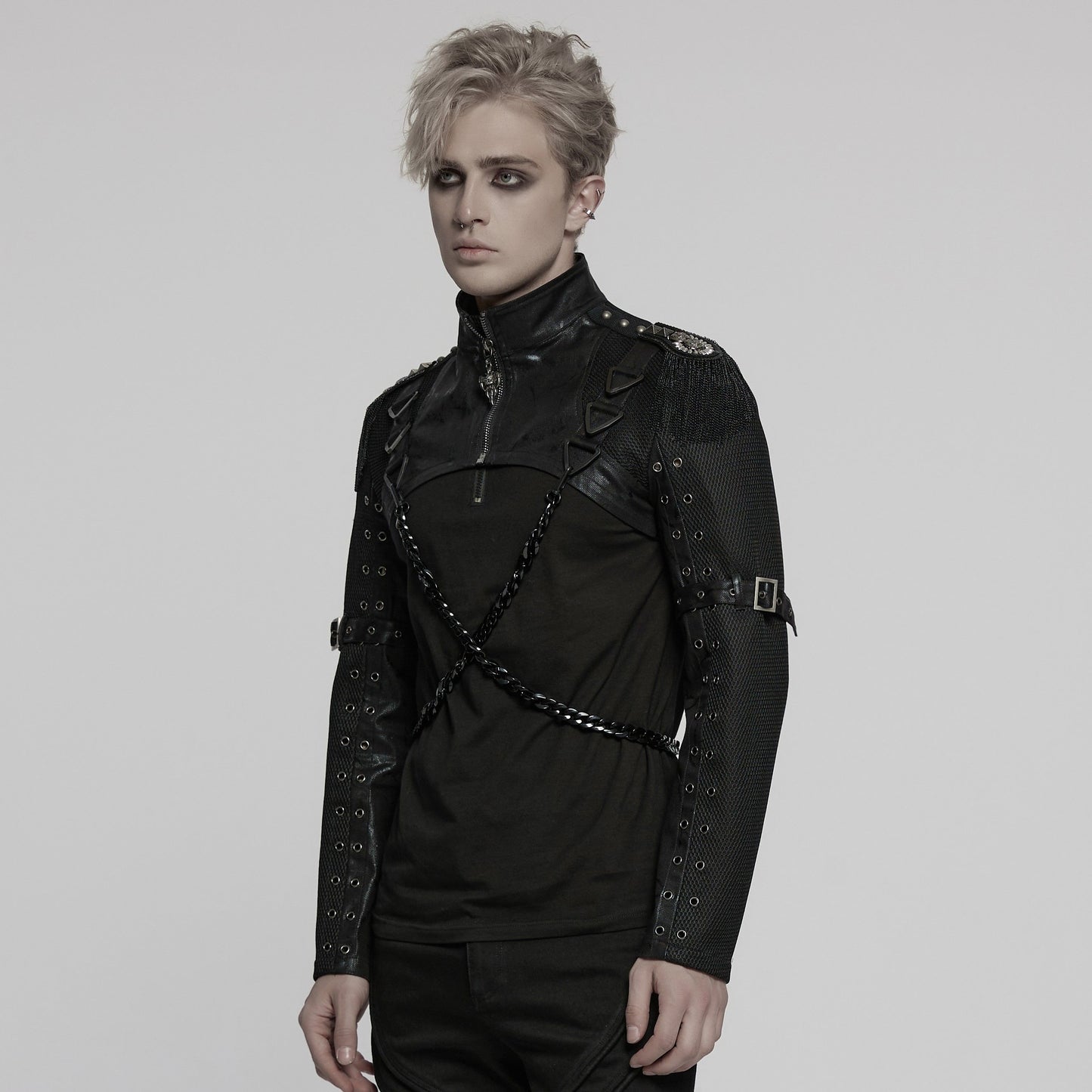 Punk Rave Black Mission Top - Shrug Male
