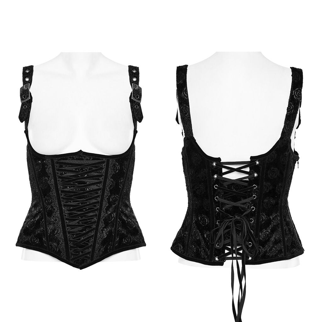 Roses Corset Vest Black