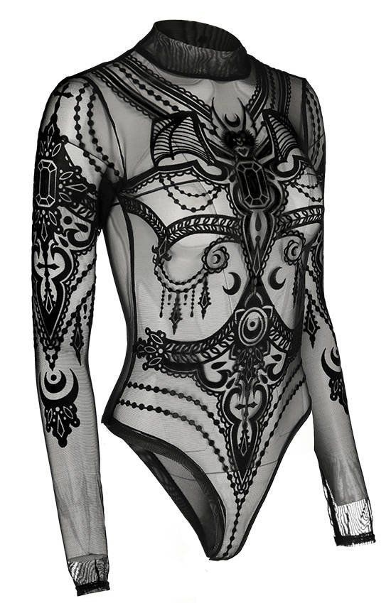 Jewel Bat Mesh Bodysuit