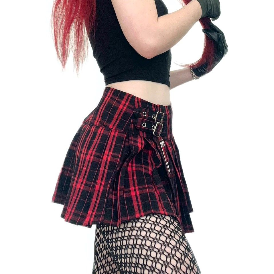 World's End Pleated Mini Skirt Black - White 