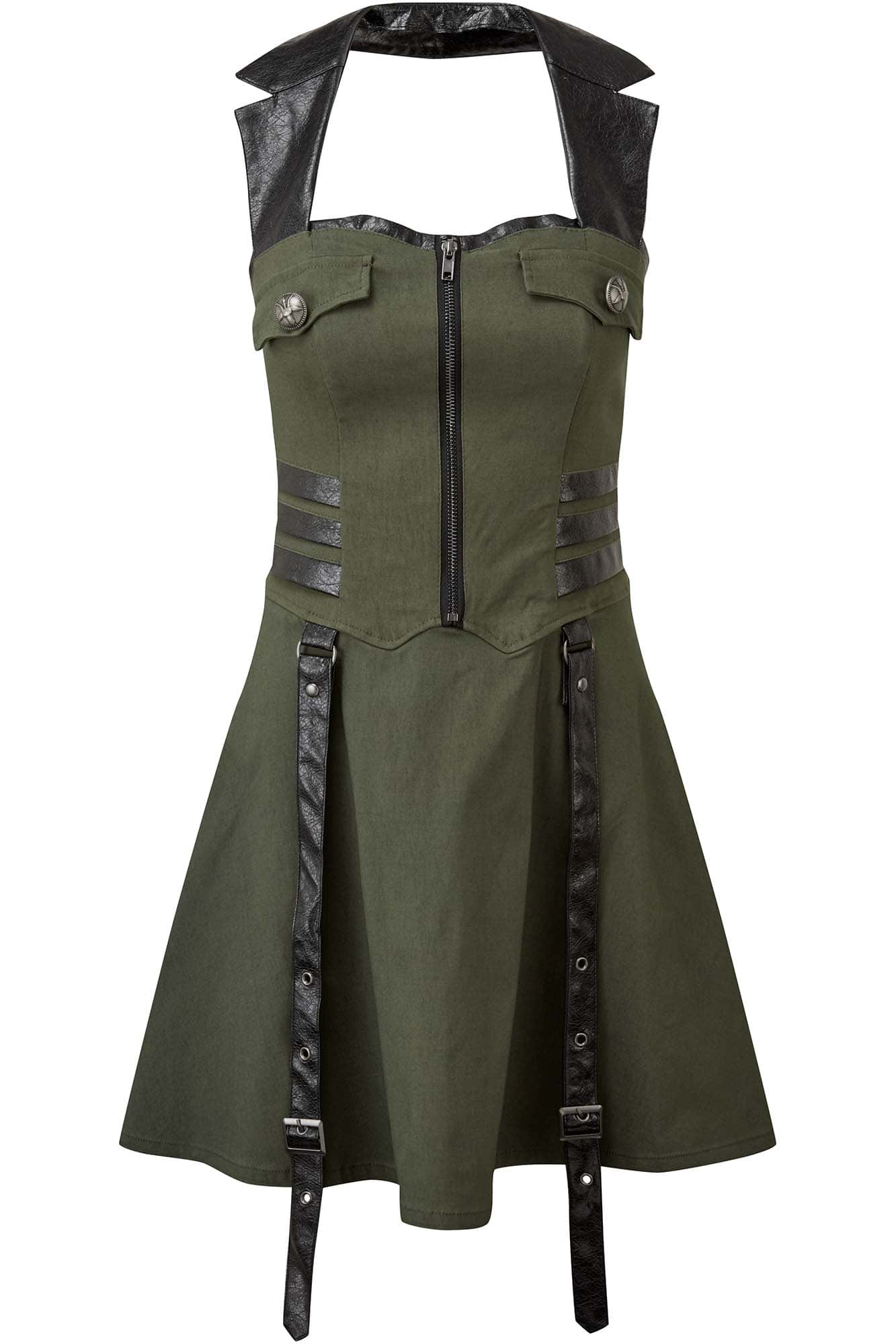 Killstar Psy-Ops Halter Jurk Khaki
