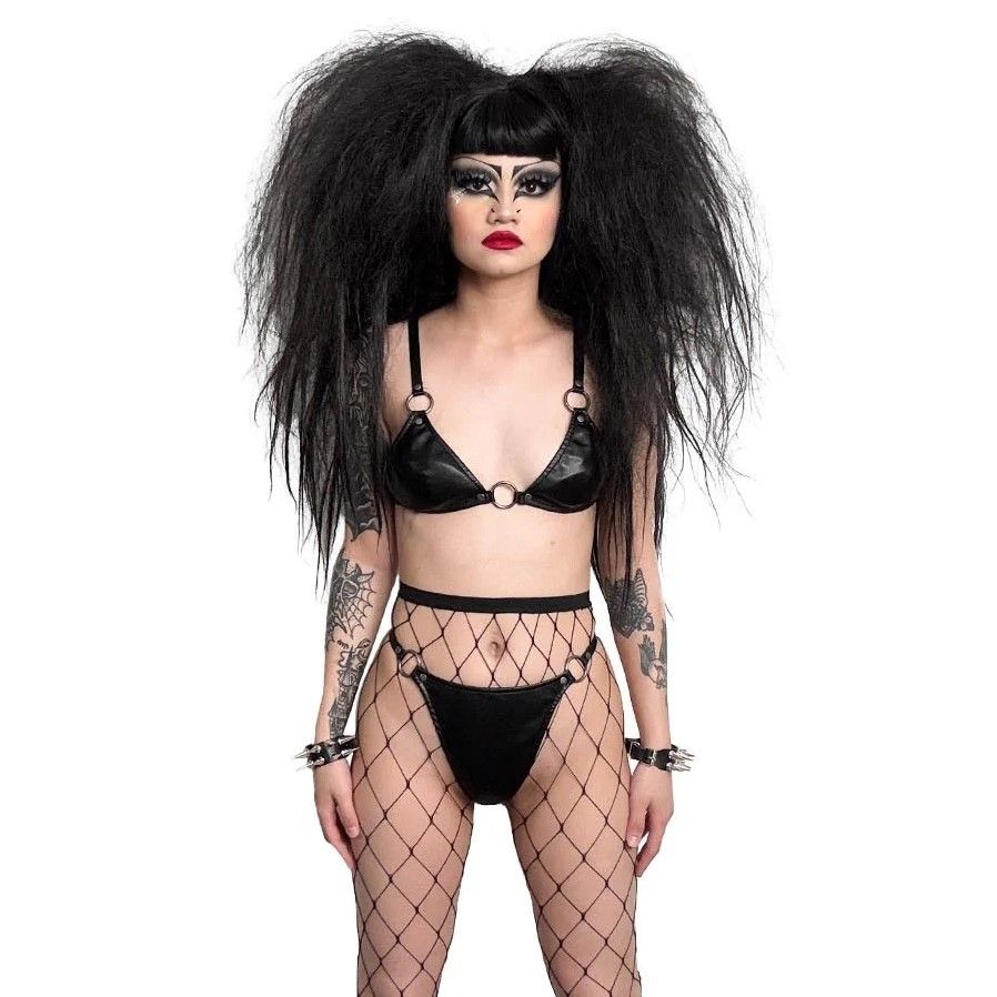 Black Matte PU Bikini Set