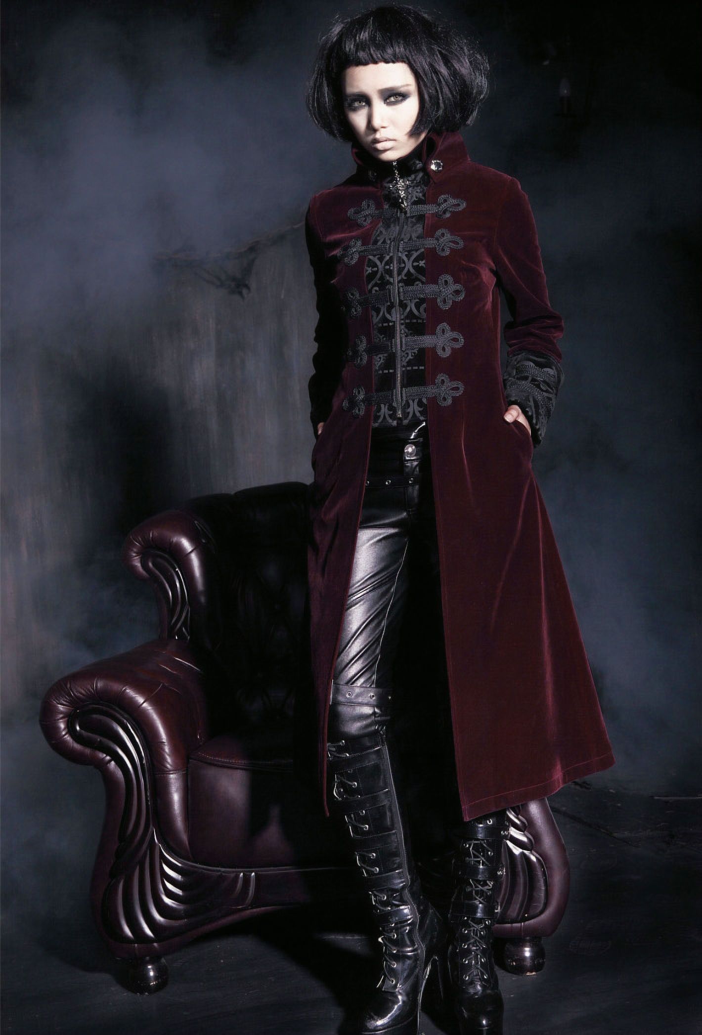 Ladies Court Coat Burgundy Wine Red
