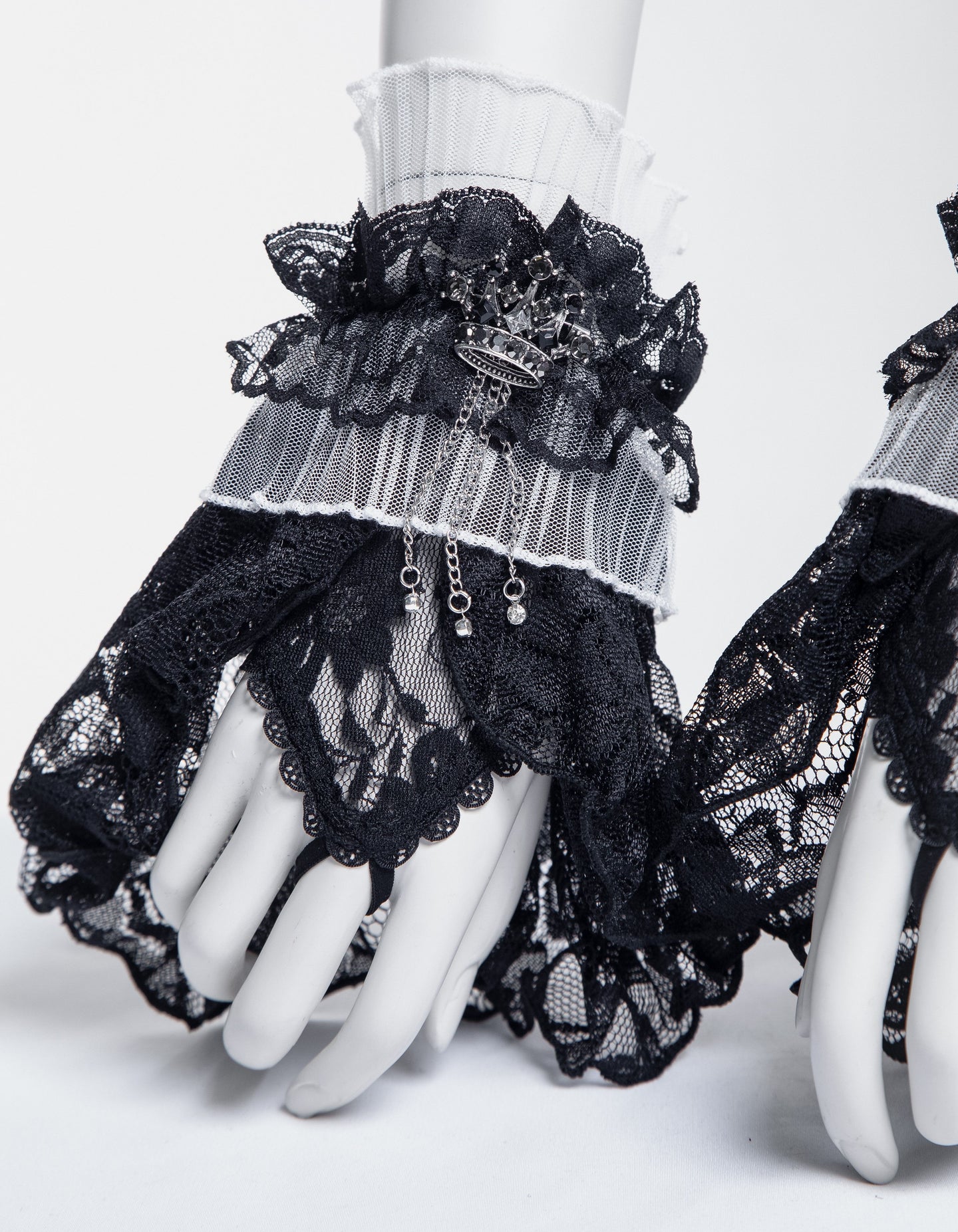Crown Cuffs - Handschoenen Zwart - Wit
