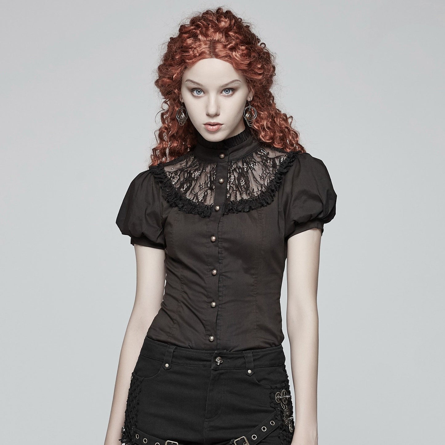 Punk Rave Passing Time Blouse Zwart
