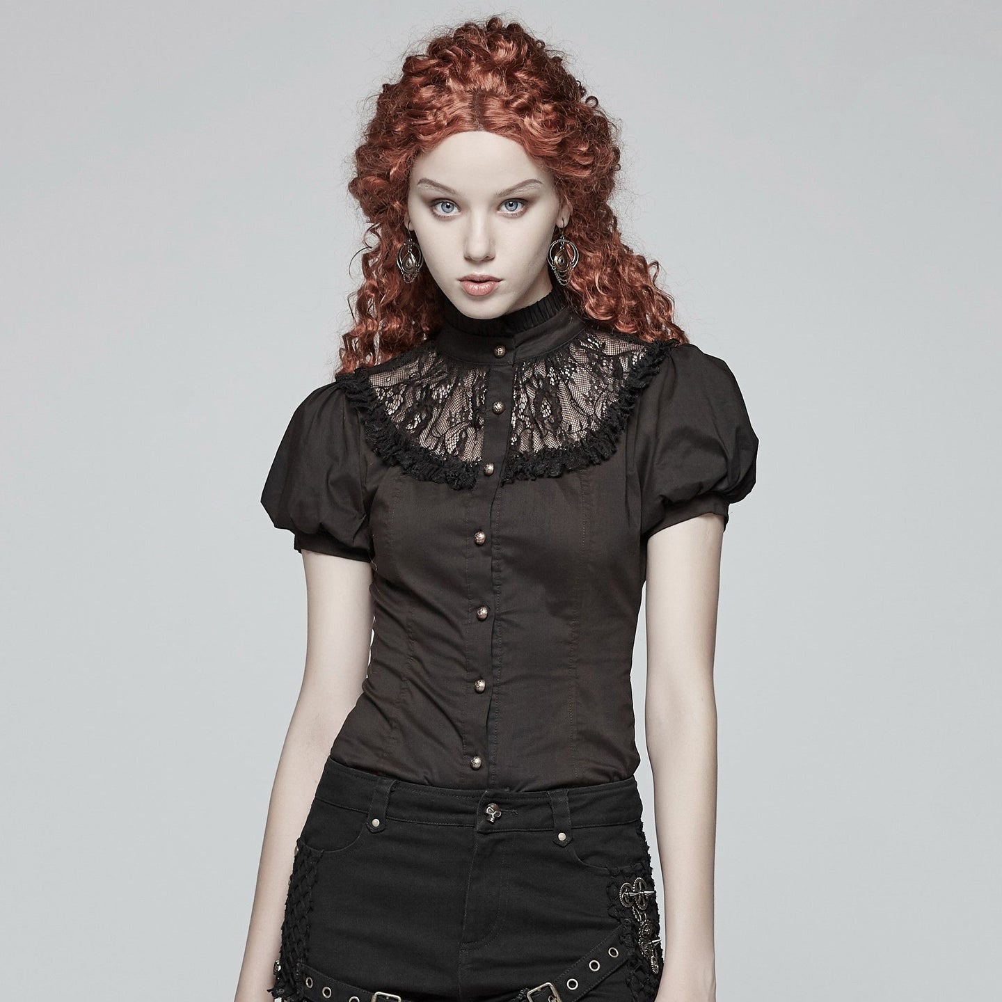 Punk Rave Passing Time Blouse Zwart