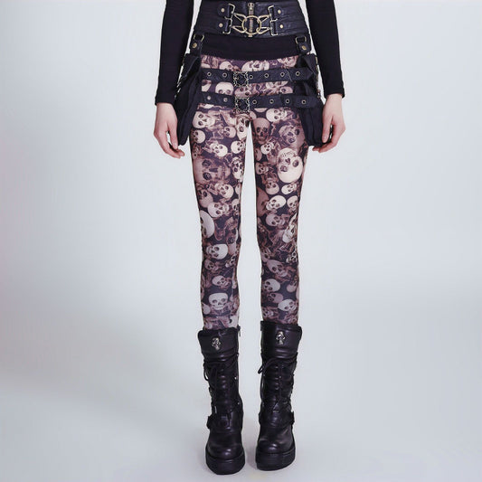 Skulls Legging Bruin - Wit